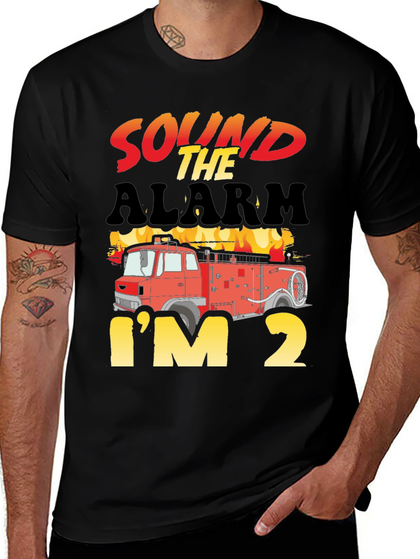 Camiseta Cumpleaños Bomberos - ¡Suena la Alarma Tengo 2!