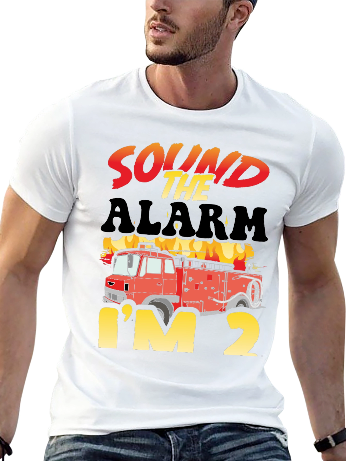 Camiseta Cumpleaños Bomberos - ¡Suena la Alarma Tengo 2!