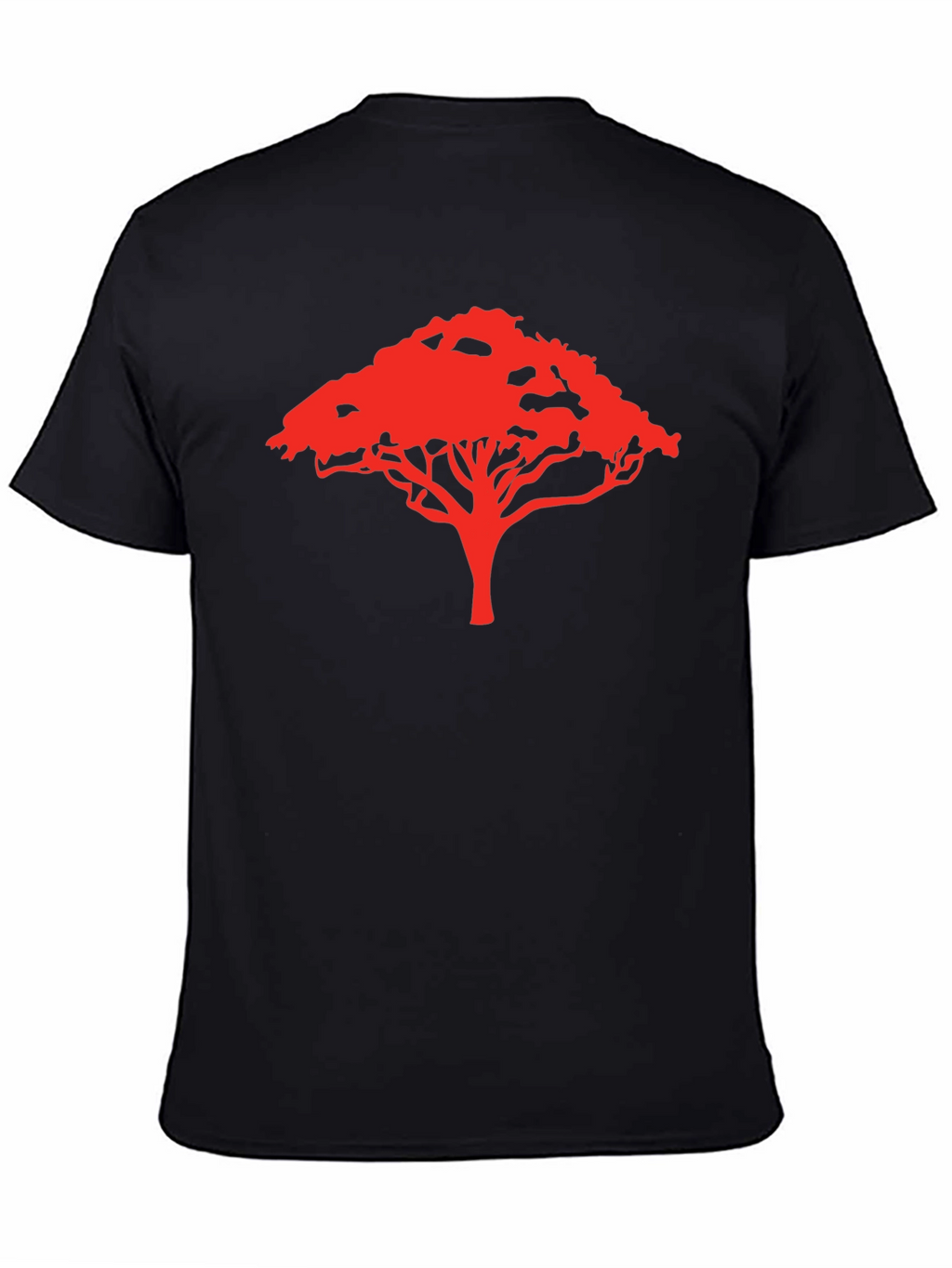 Camiseta Negra con Diseño de Árbol Rojo