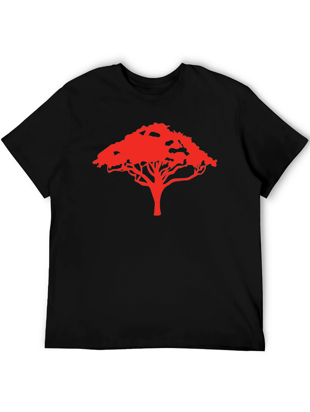 Camiseta Negra con Diseño de Árbol Rojo