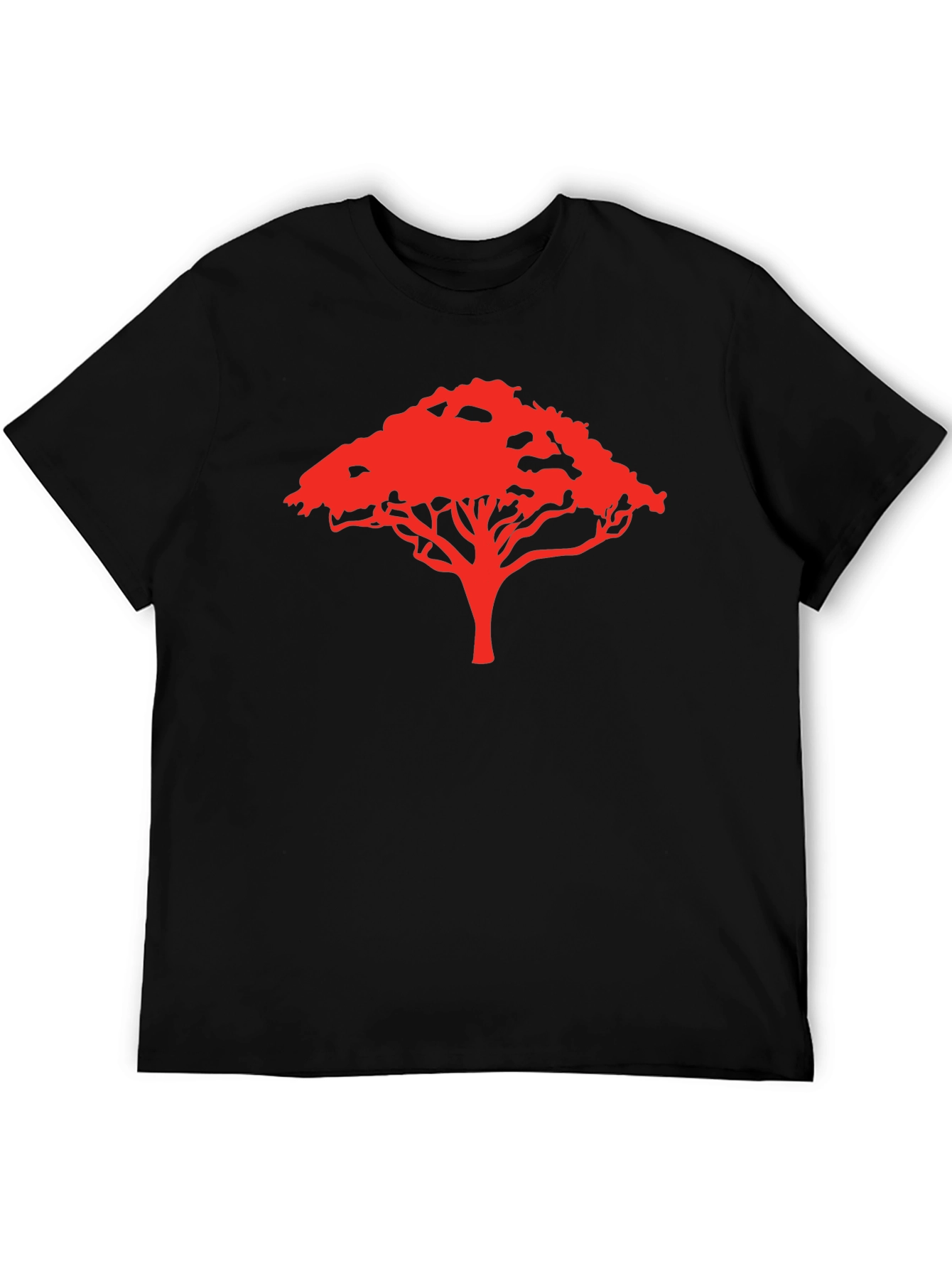 Camiseta Negra con Diseño de Árbol Rojo