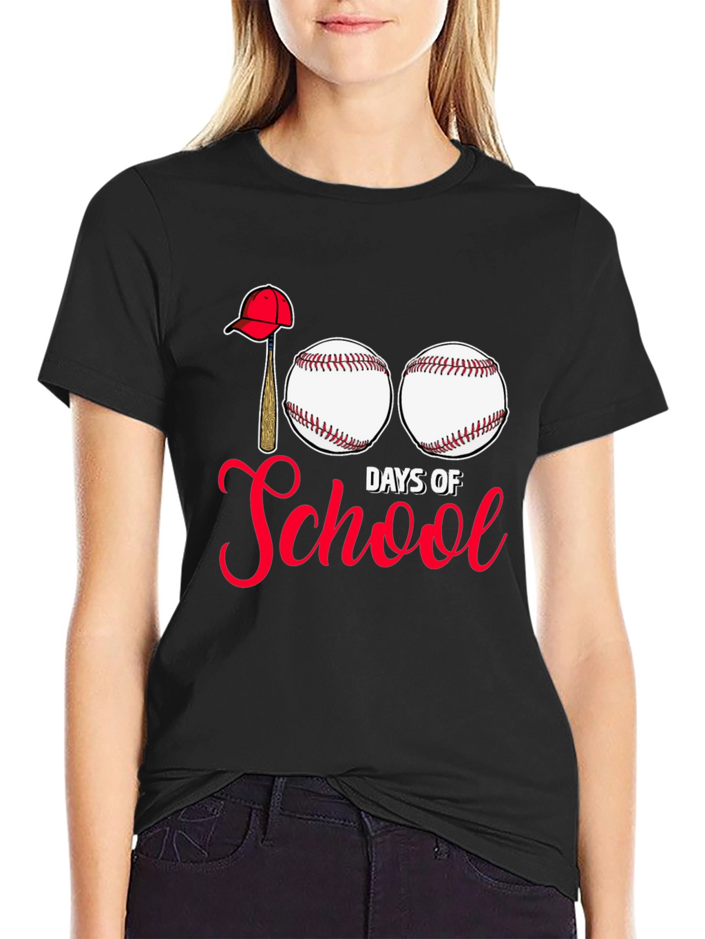 Camiseta Negra 100 Días de Escuela Béisbol