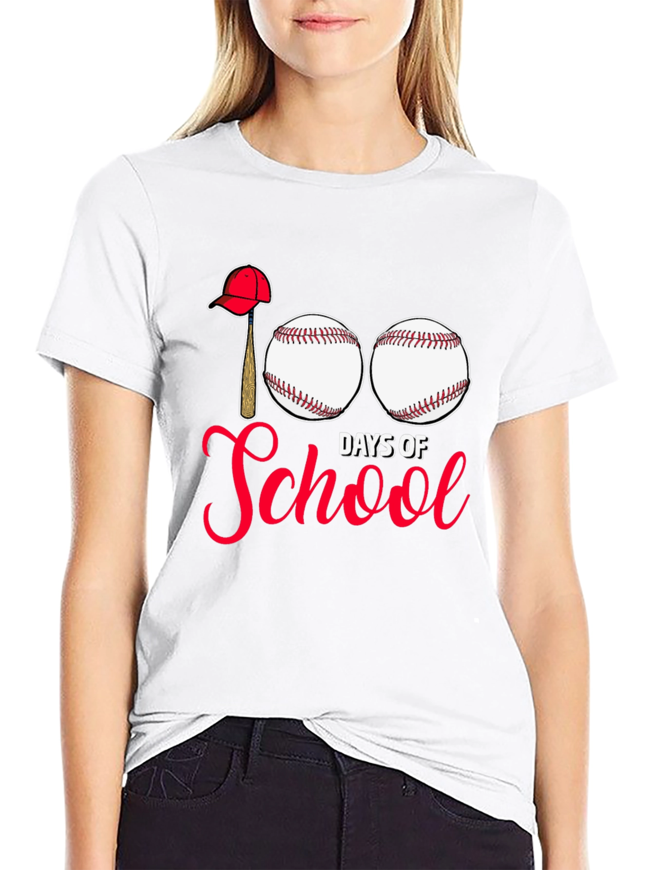 Camiseta Negra 100 Días de Escuela Béisbol