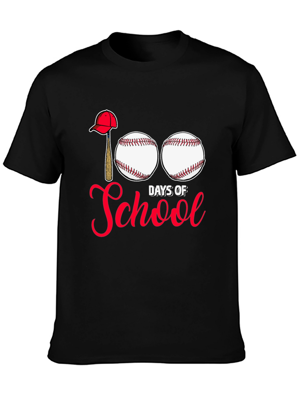 Camiseta Negra 100 Días de Escuela Béisbol