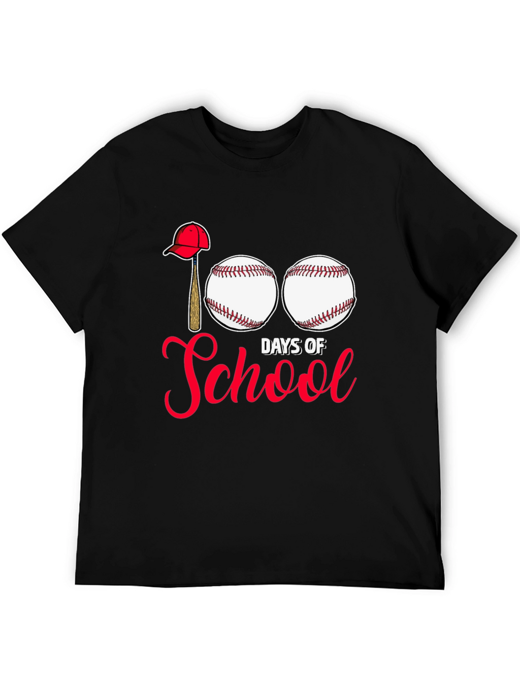 Camiseta Negra 100 Días de Escuela Béisbol