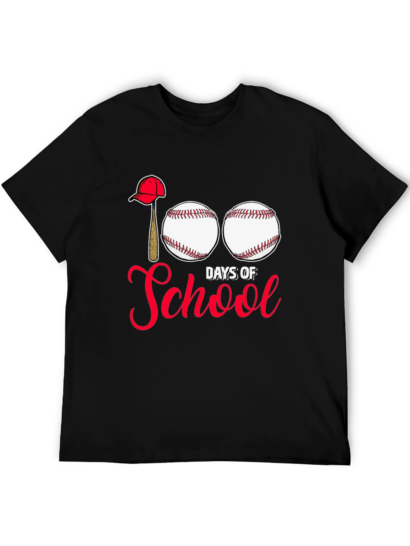 Camiseta Negra 100 Días de Escuela Béisbol