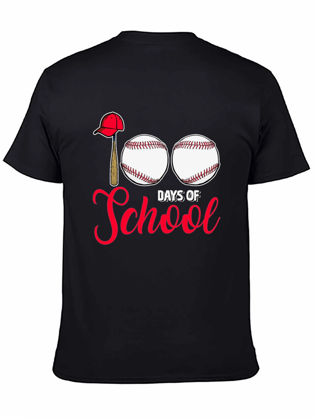 Camiseta Negra 100 Días de Escuela Béisbol