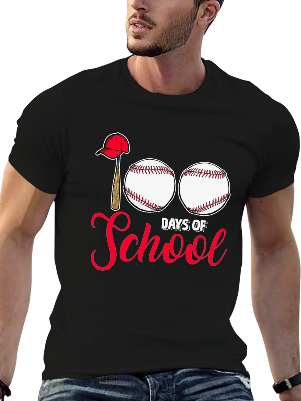 Camiseta Negra 100 Días de Escuela Béisbol