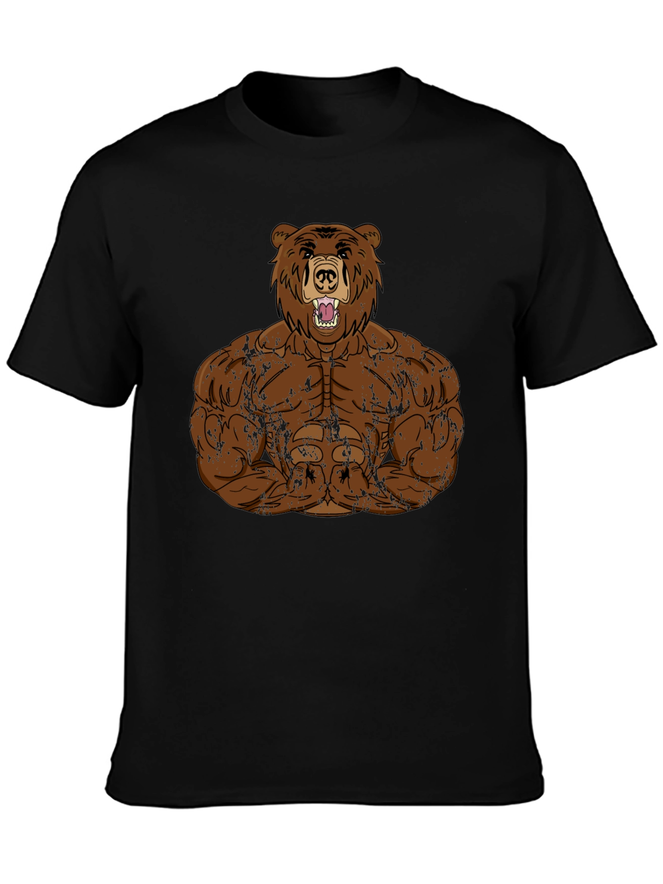 Camiseta Hombre Negra Diseño Oso Musculoso