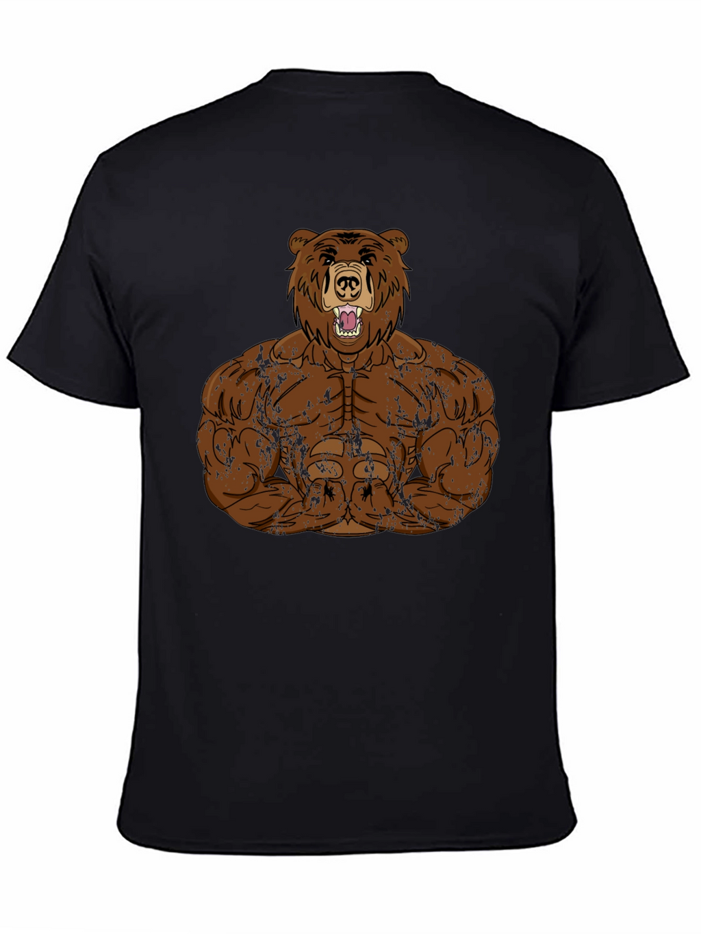 Camiseta Hombre Negra Diseño Oso Musculoso