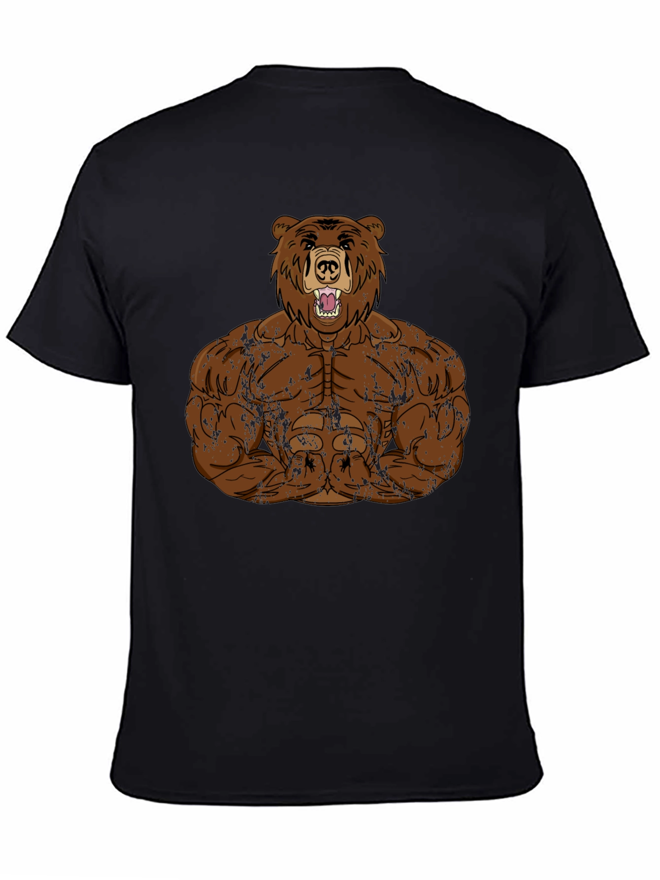 Camiseta Hombre Negra Diseño Oso Musculoso
