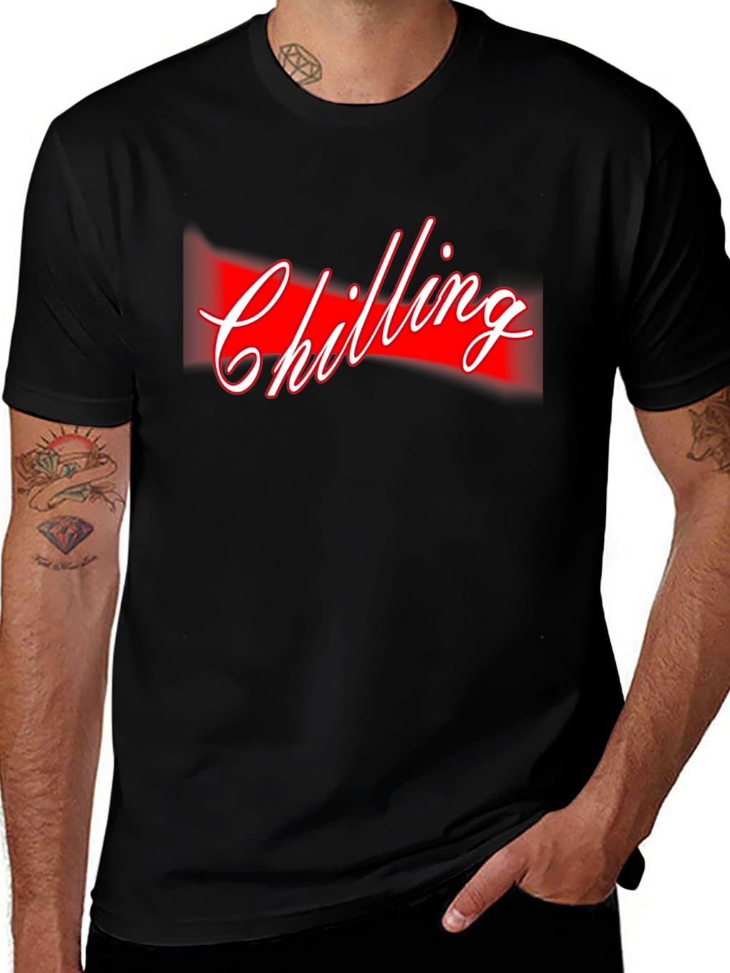 Camiseta Negra Chilling con Diseño Vibrante