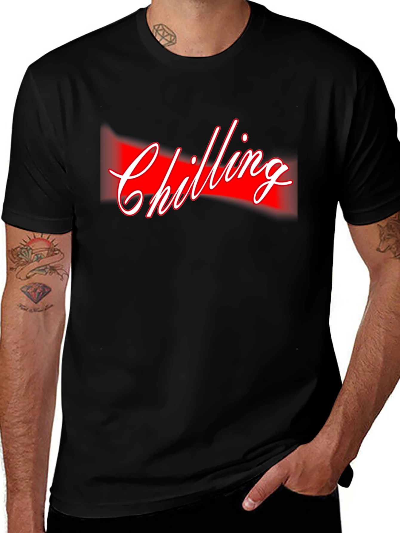 Camiseta Negra Chilling con Diseño Vibrante