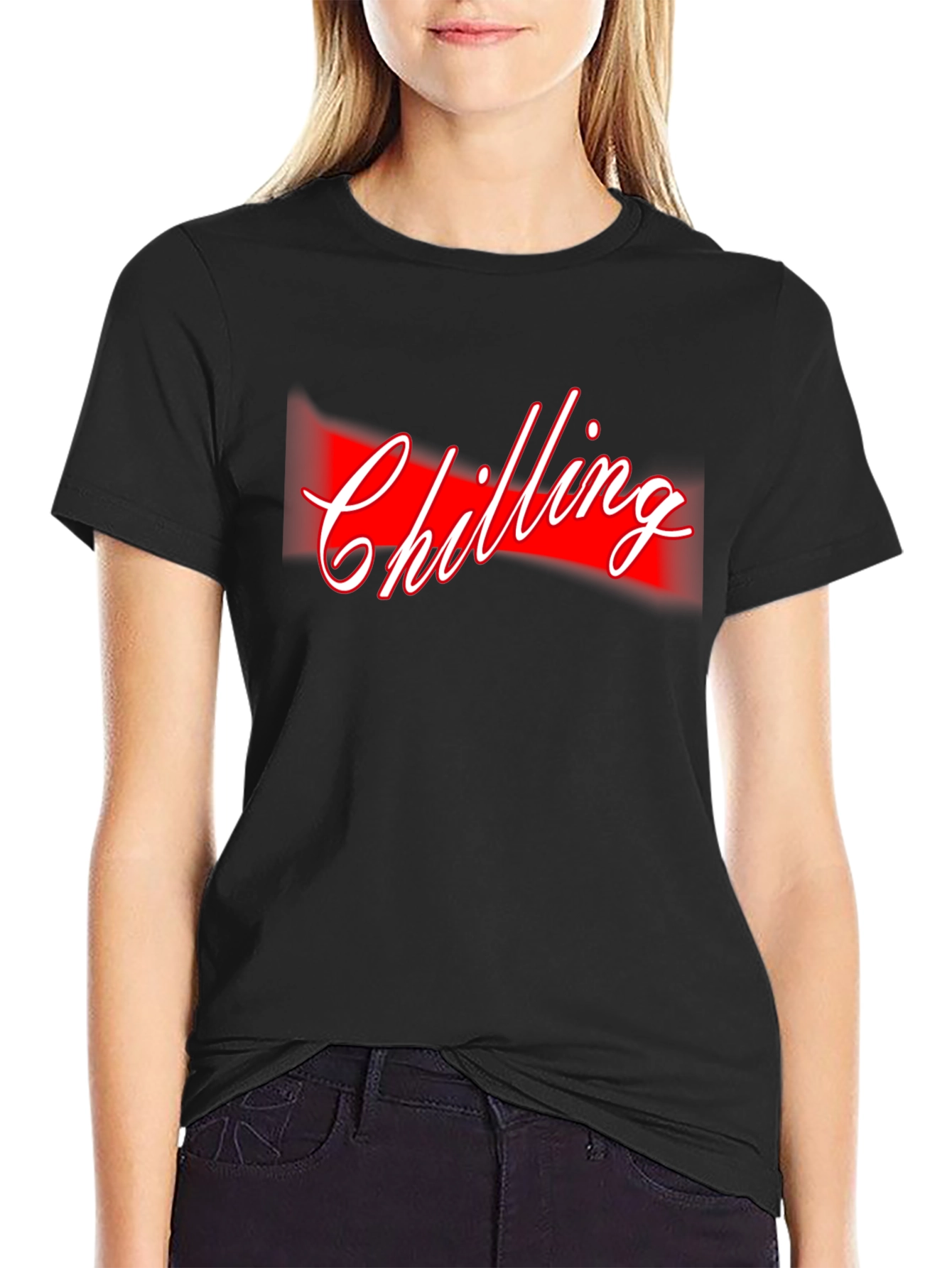 Camiseta Negra Chilling con Diseño Vibrante