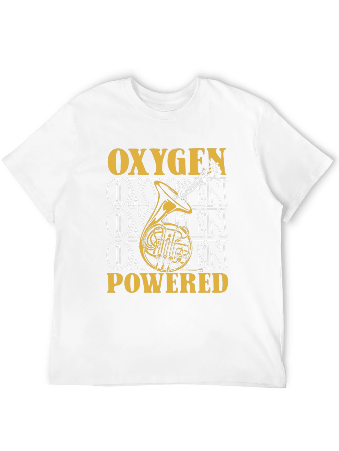 Camiseta Negra con Diseño de Corno Francés y Texto