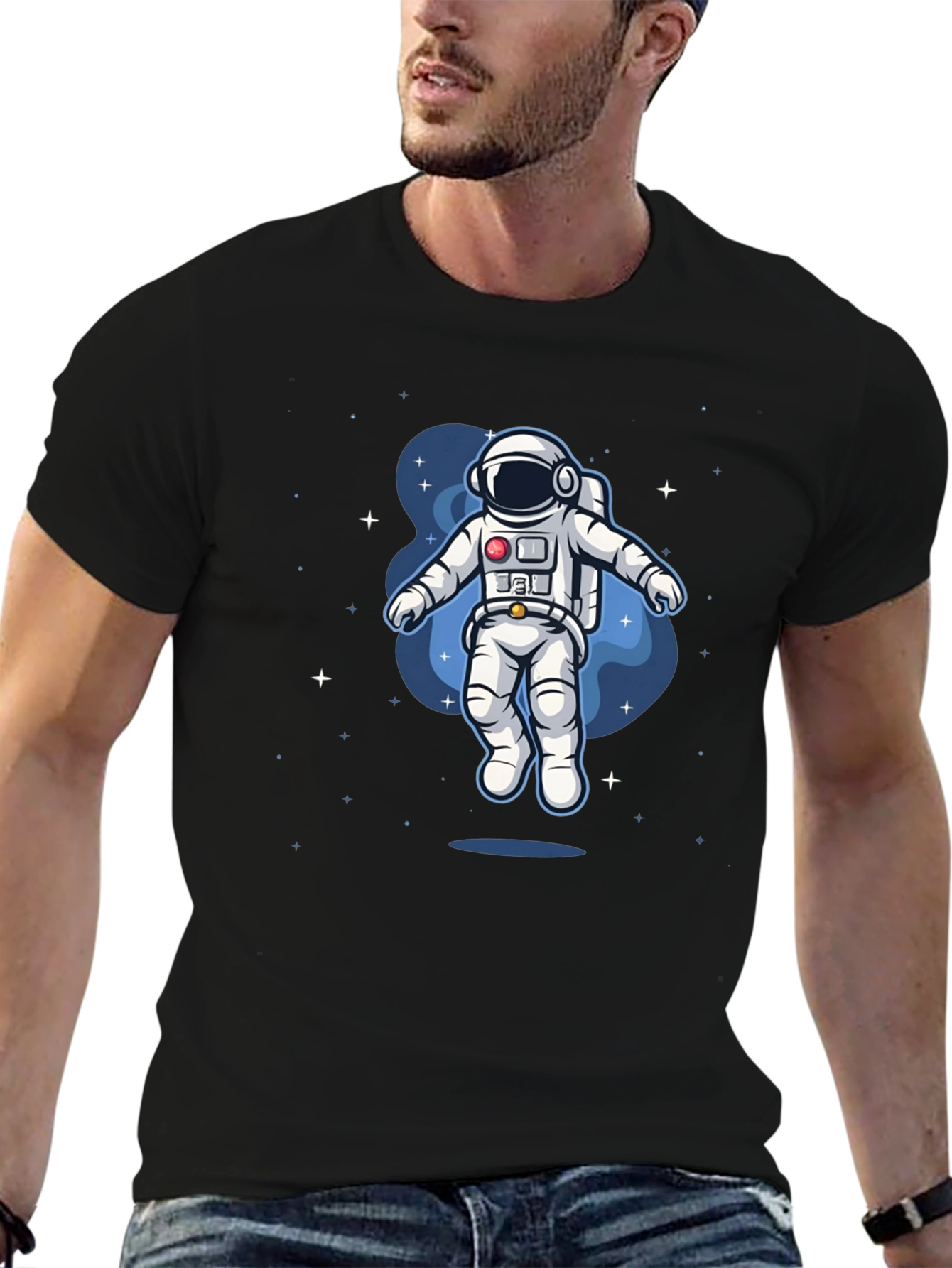 Camiseta Negra Astronauta en el Espacio