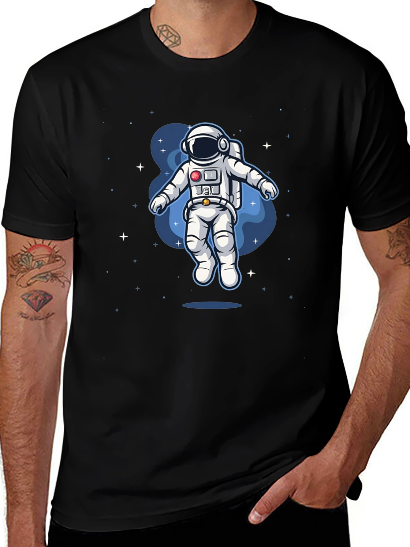 Camiseta Negra Astronauta en el Espacio