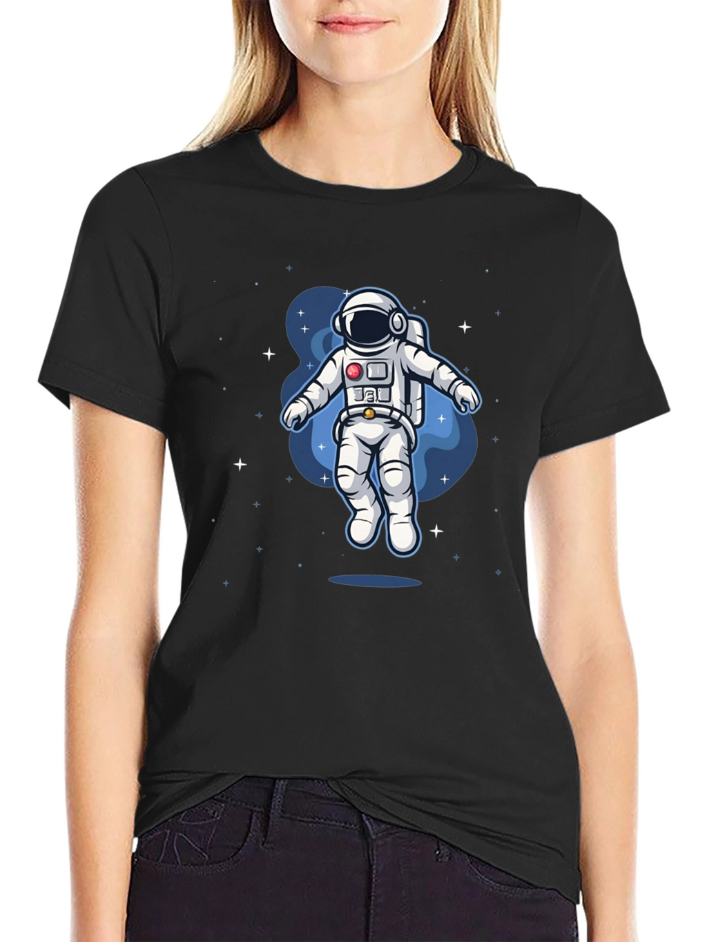 Camiseta Negra Astronauta en el Espacio