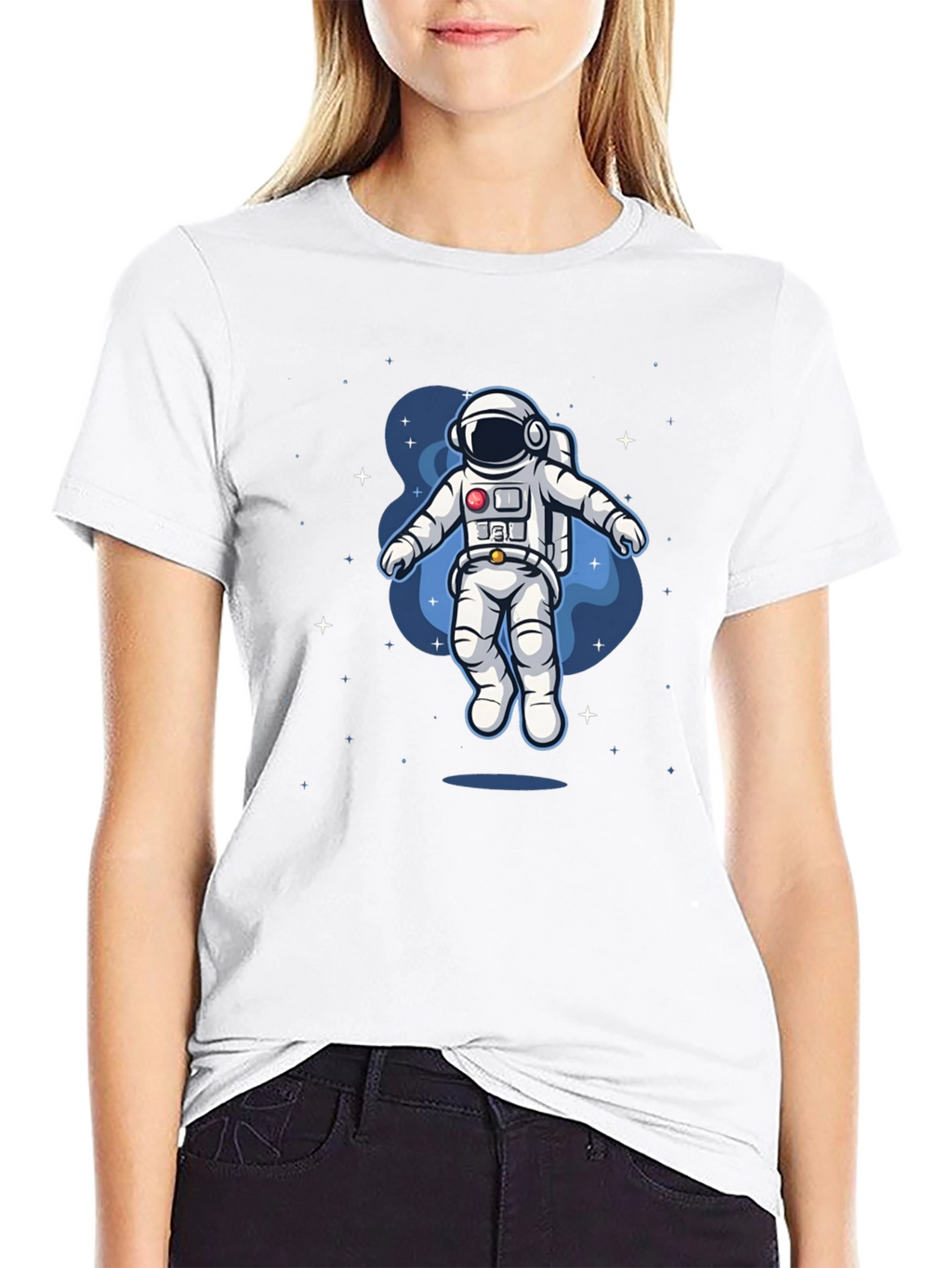 Camiseta Negra Astronauta en el Espacio