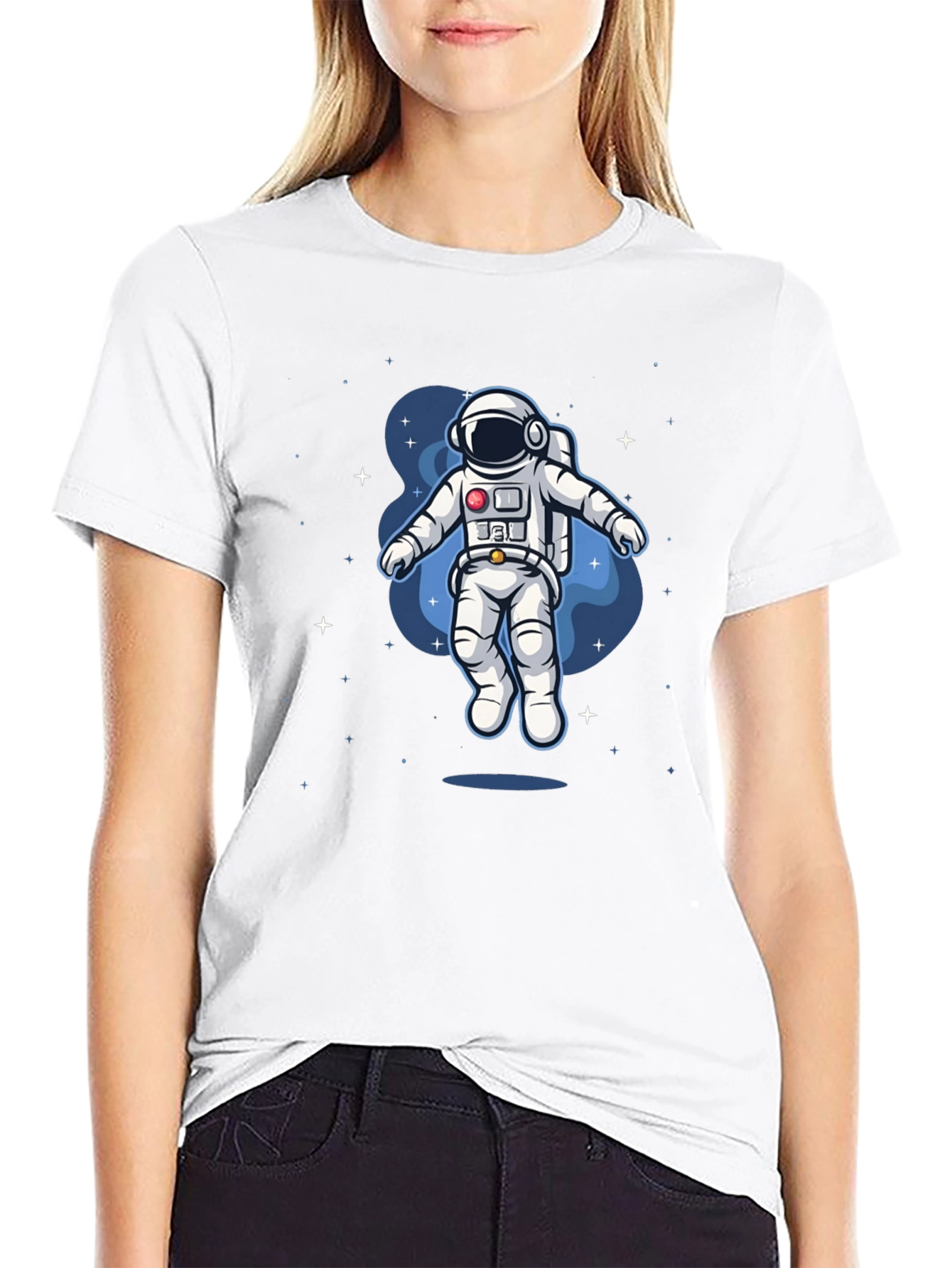 Camiseta Negra Astronauta en el Espacio