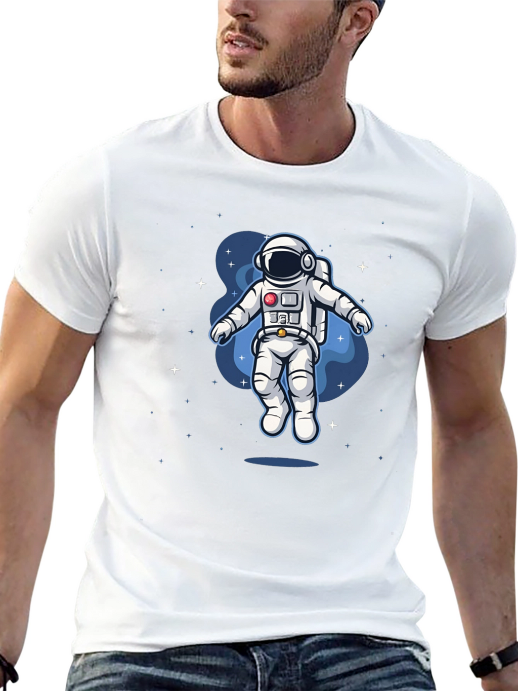 Camiseta Negra Astronauta en el Espacio