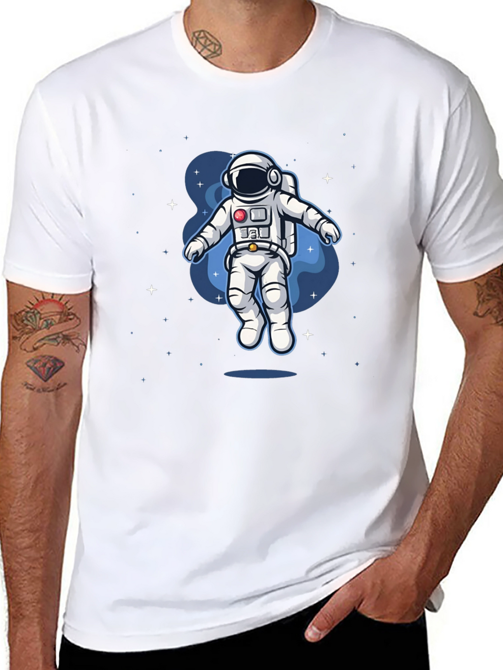 Camiseta Negra Astronauta en el Espacio