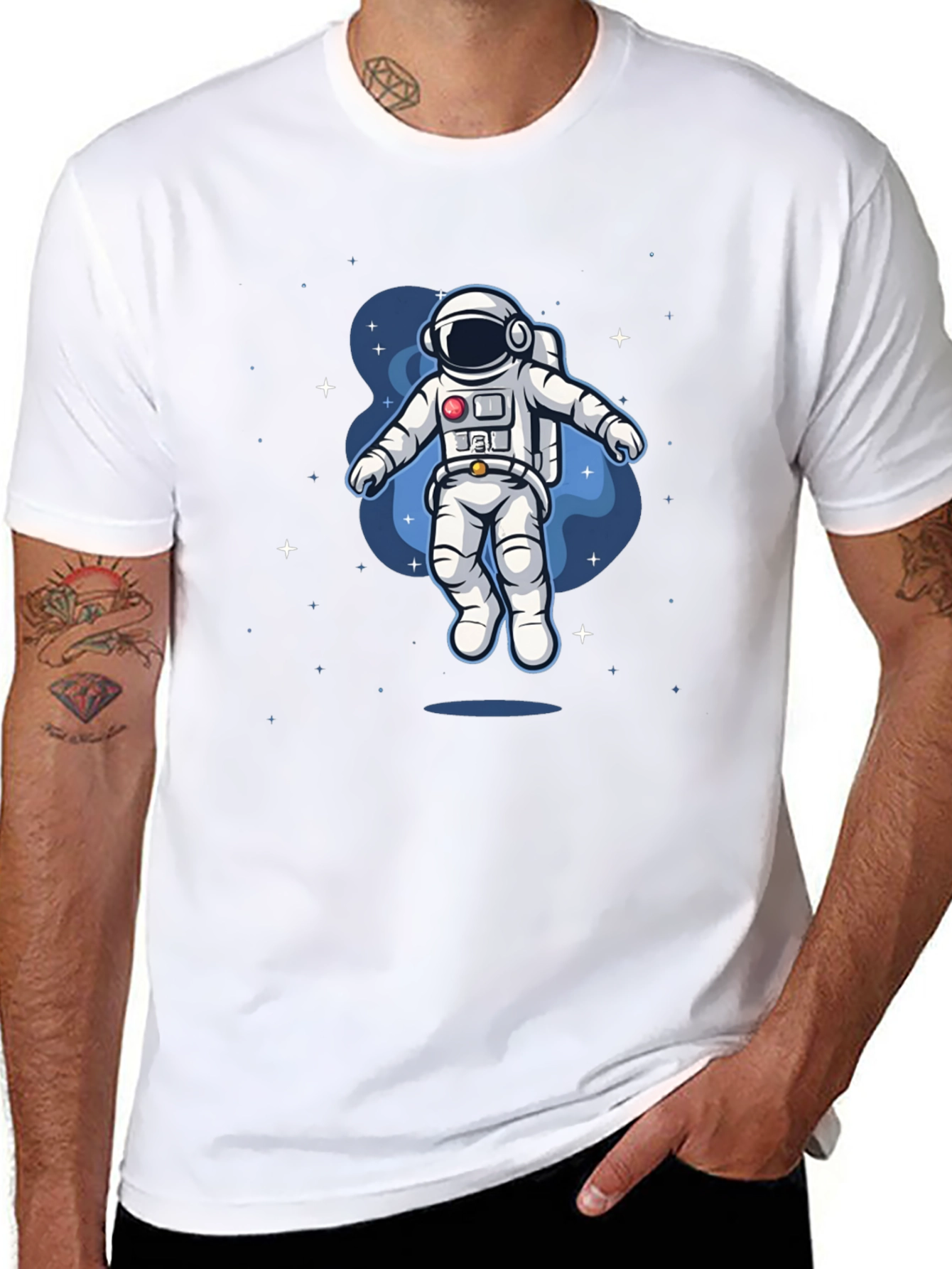 Camiseta Negra Astronauta en el Espacio