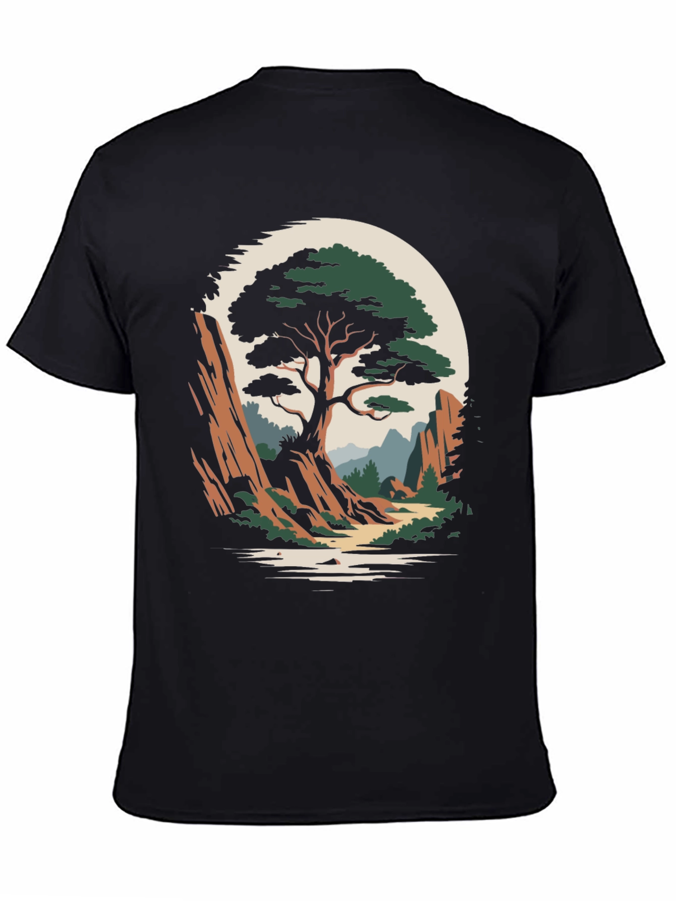 Camiseta Hombre Diseño Árbol Paisaje