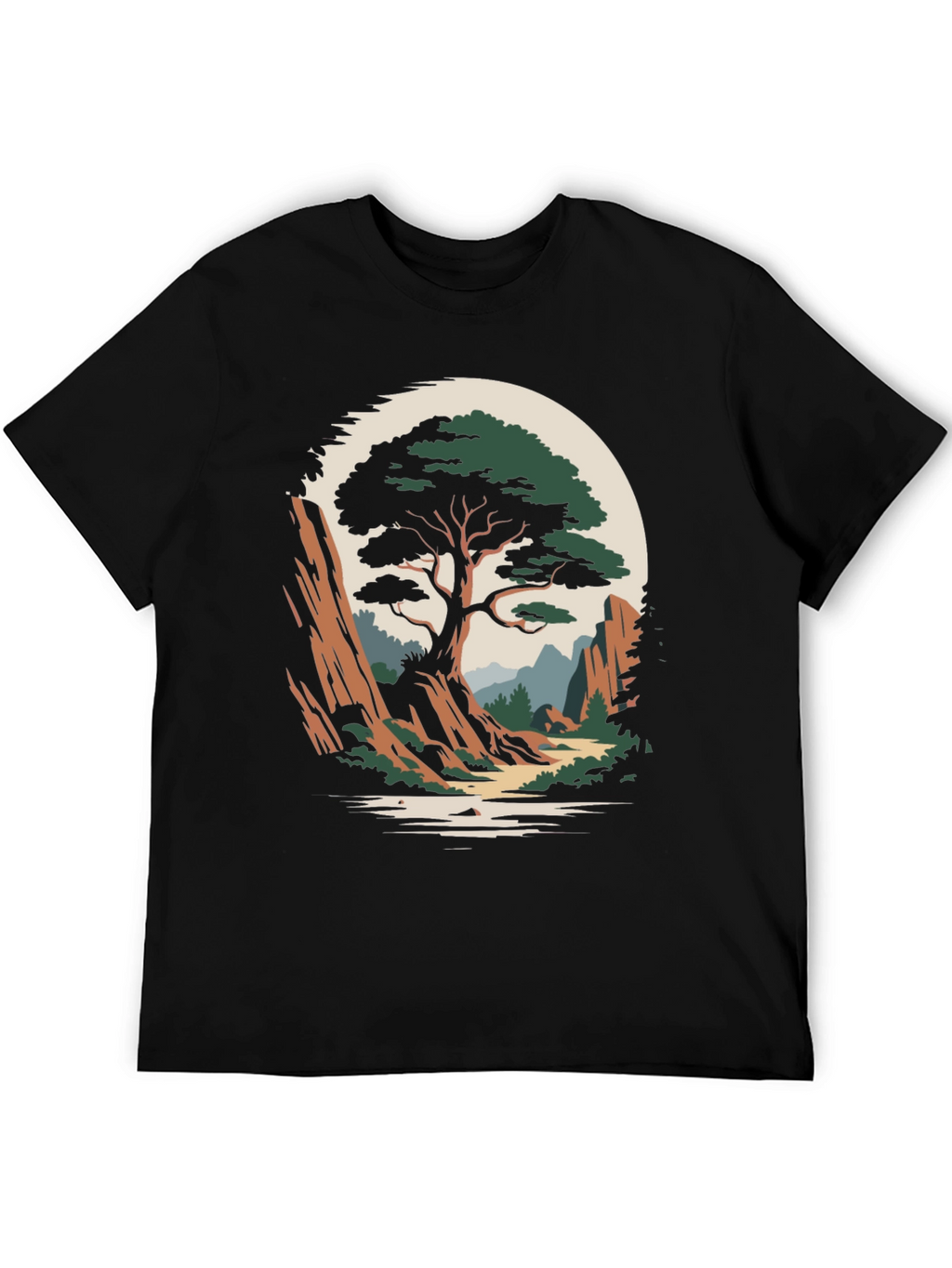Camiseta Hombre Diseño Árbol Paisaje