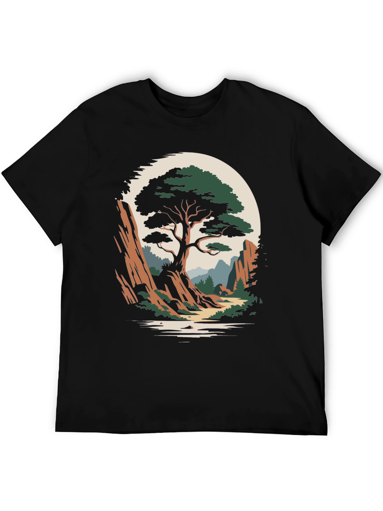 Camiseta Hombre Diseño Árbol Paisaje