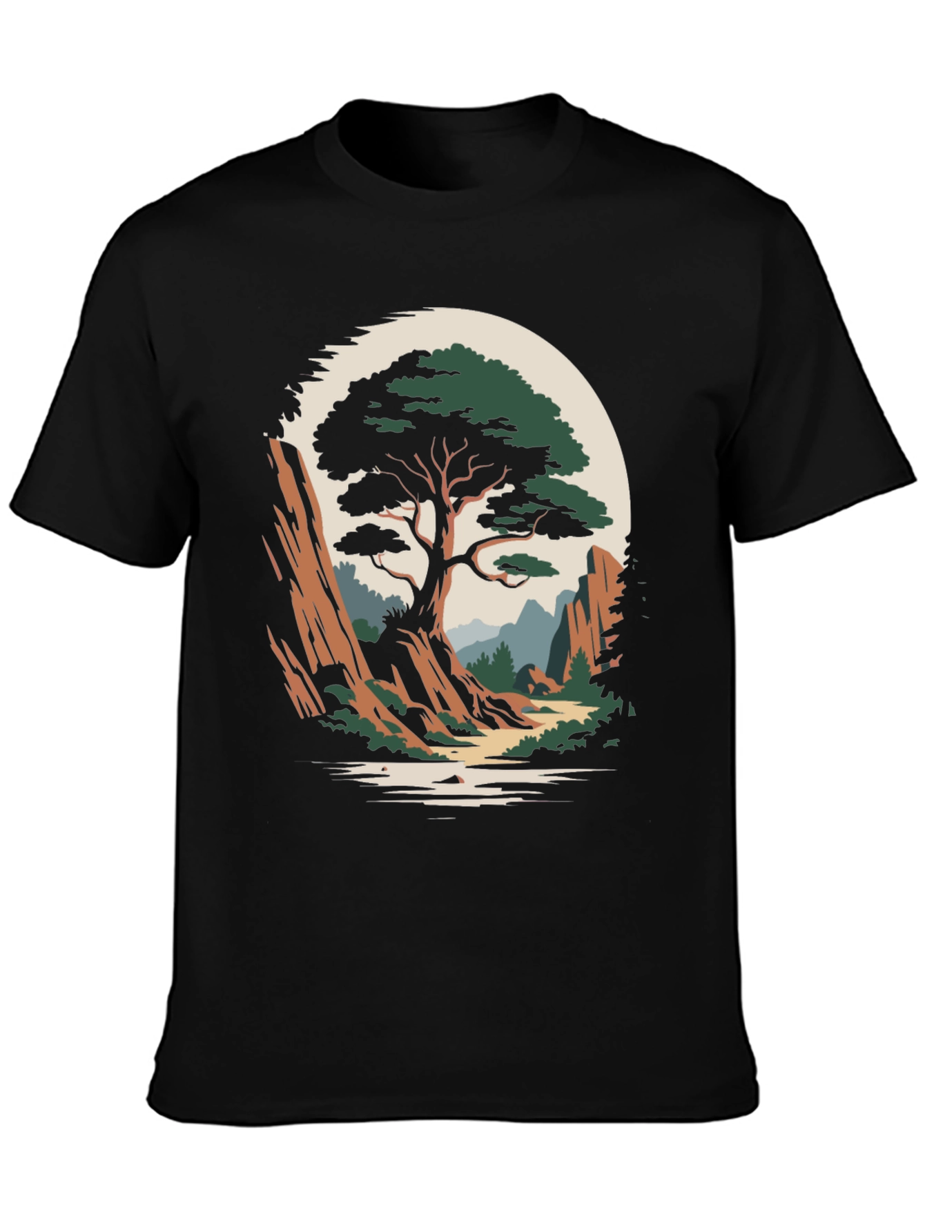 Camiseta Hombre Diseño Árbol Paisaje