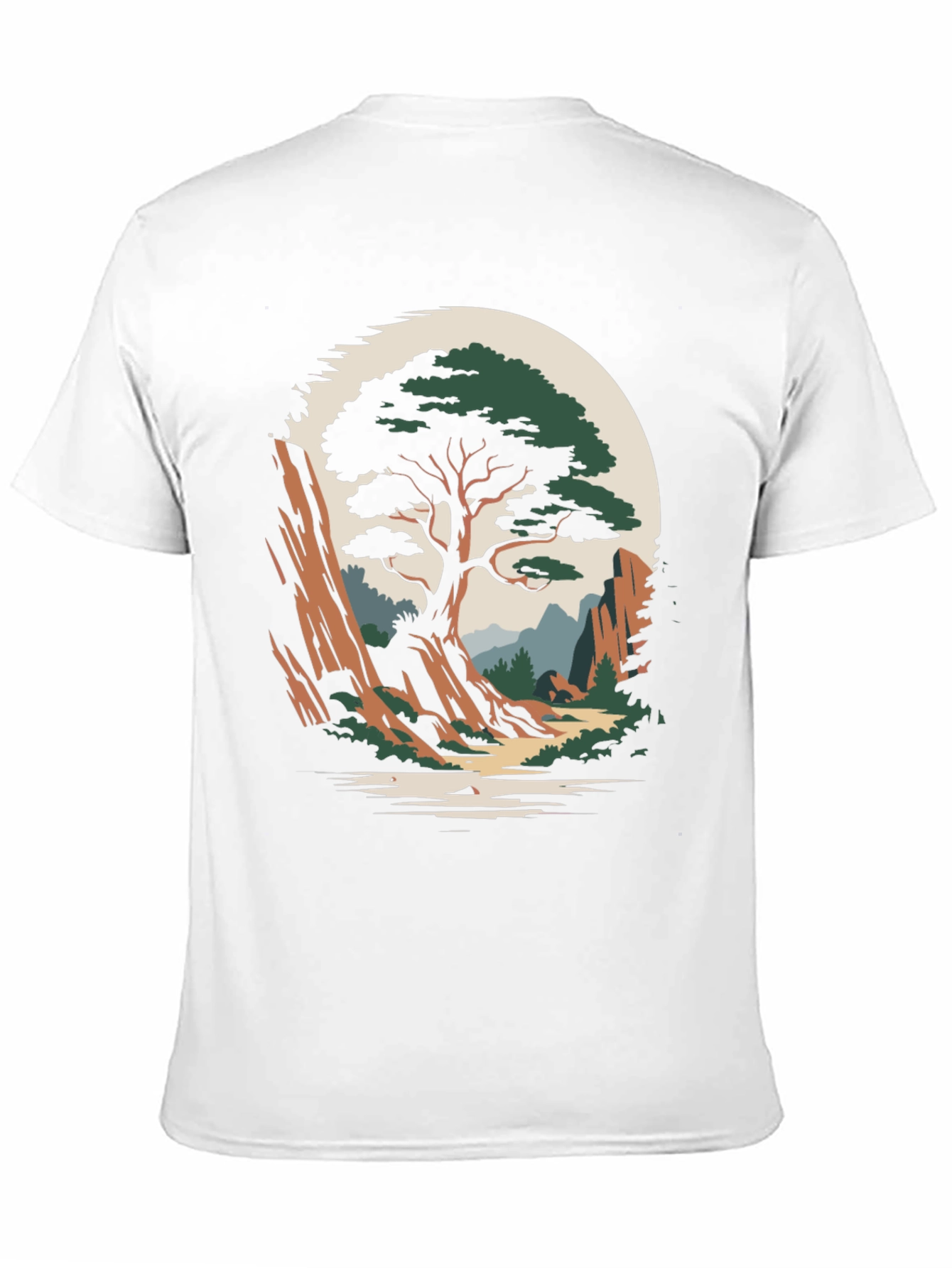 Camiseta Hombre Diseño Árbol Paisaje