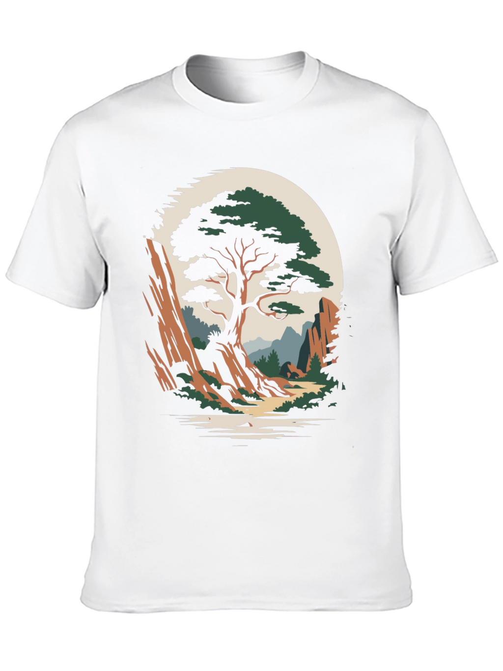 Camiseta Hombre Diseño Árbol Paisaje