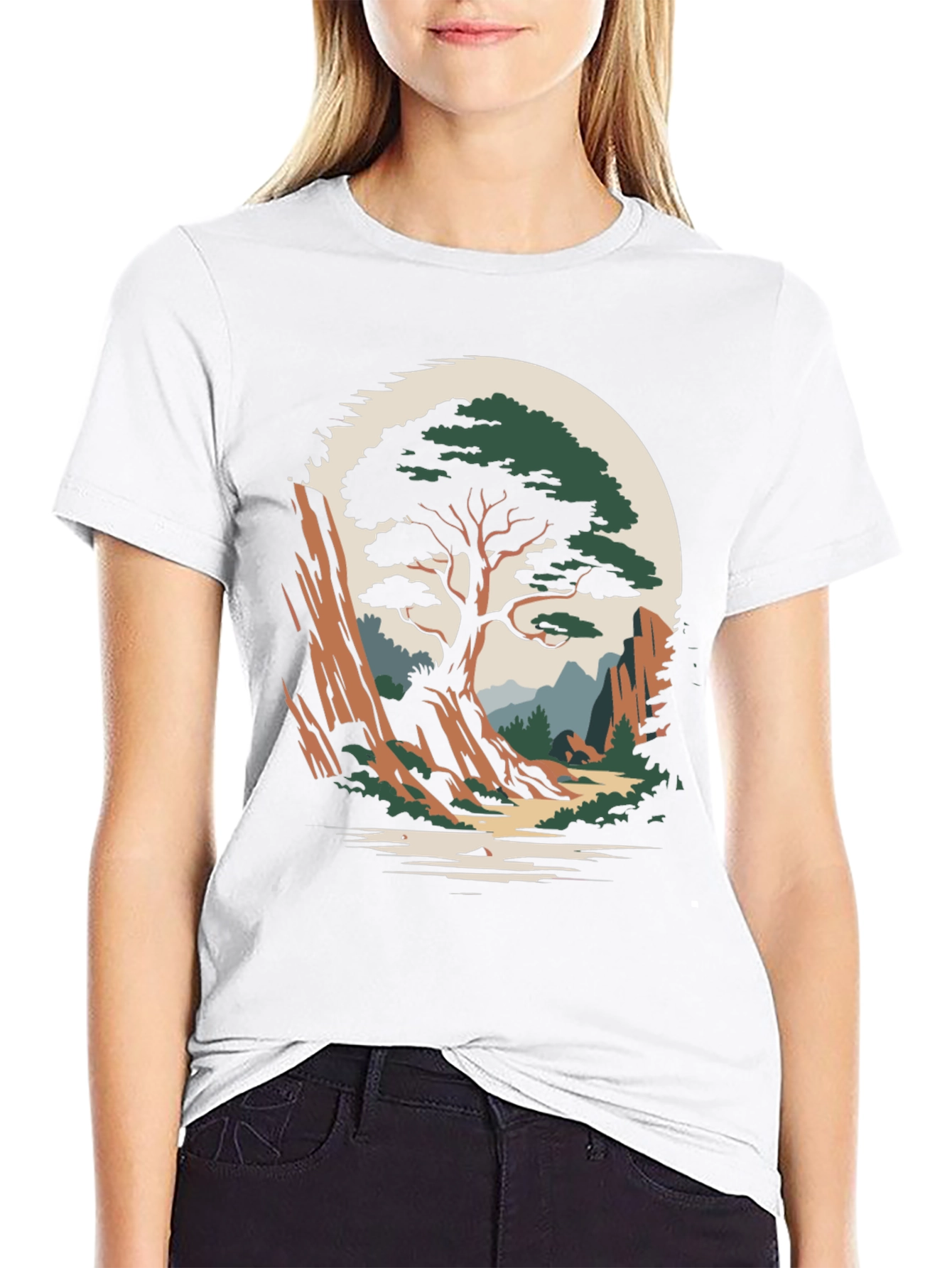 Camiseta Hombre Diseño Árbol Paisaje