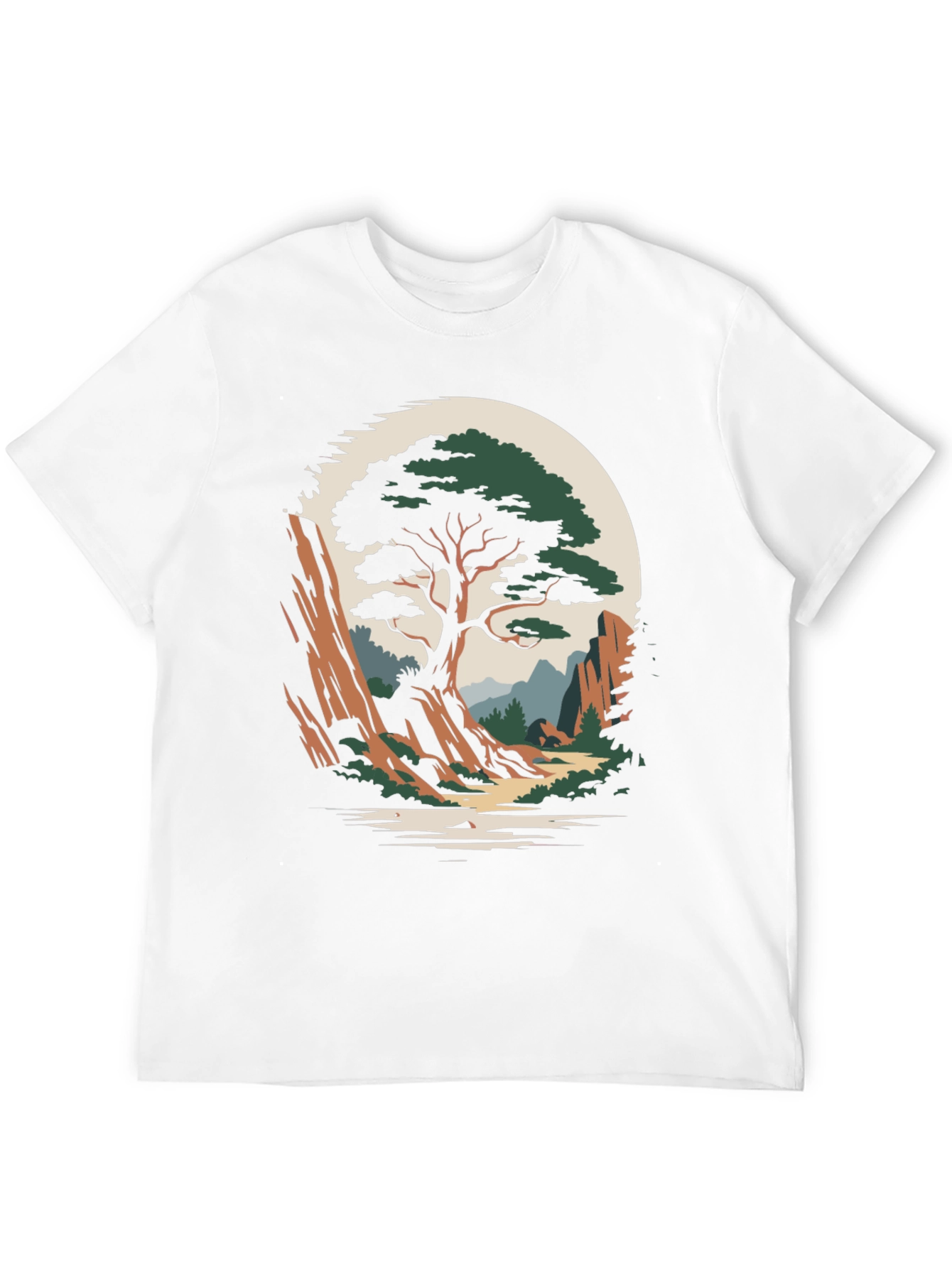 Camiseta Hombre Diseño Árbol Paisaje