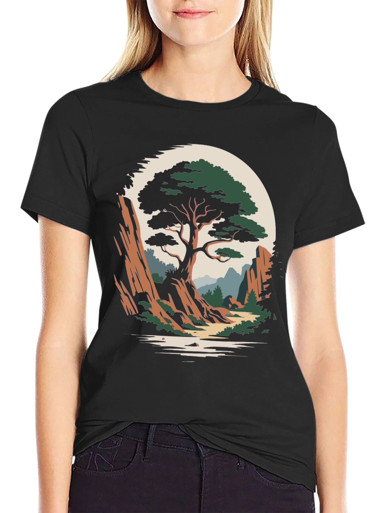 Camiseta Hombre Diseño Árbol Paisaje