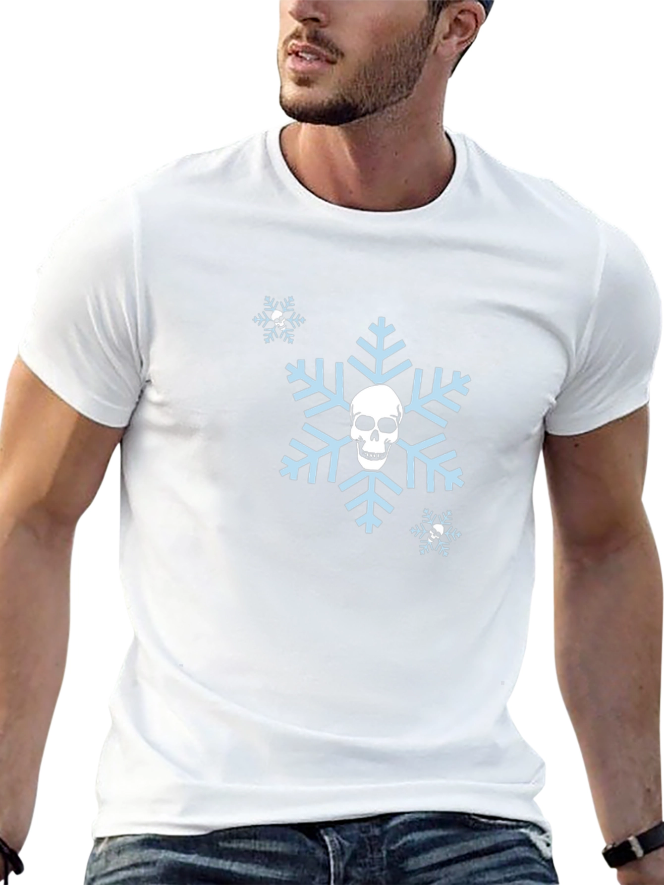 Camiseta Negra con Calavera en Copo de Nieve