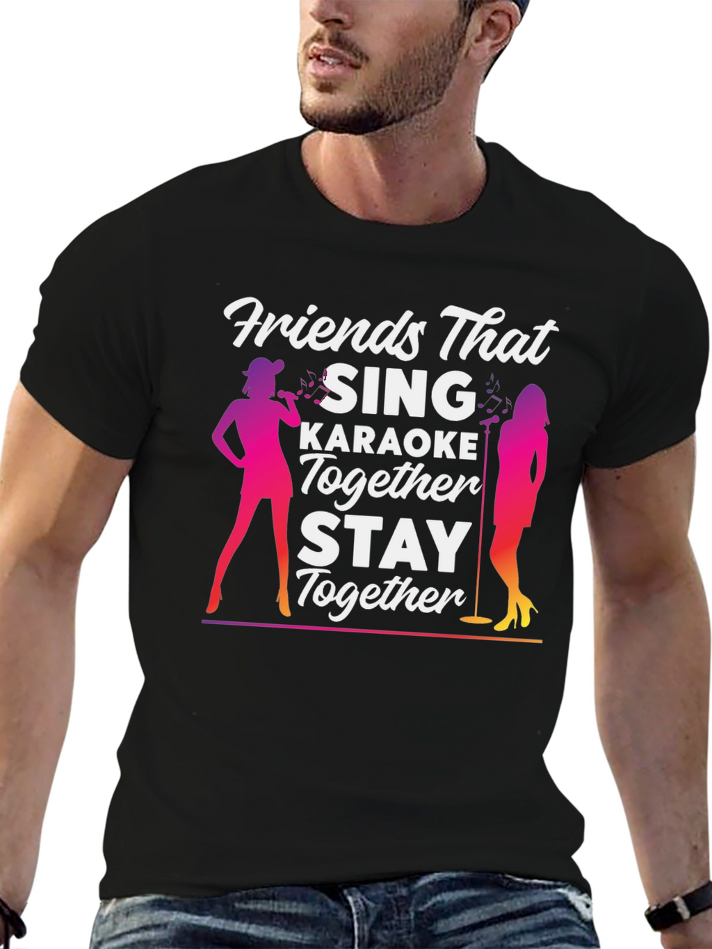 Camiseta Negra Amigos Que Cantan Karaoke