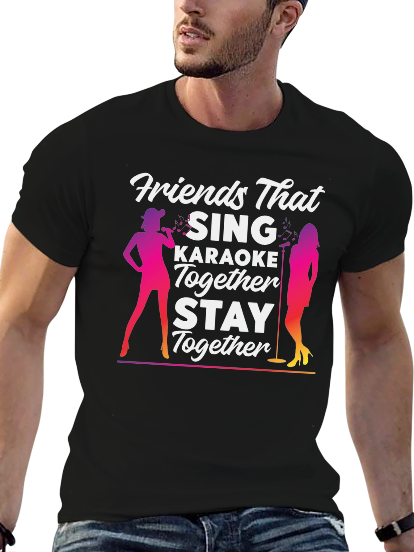 Camiseta Negra Amigos Que Cantan Karaoke