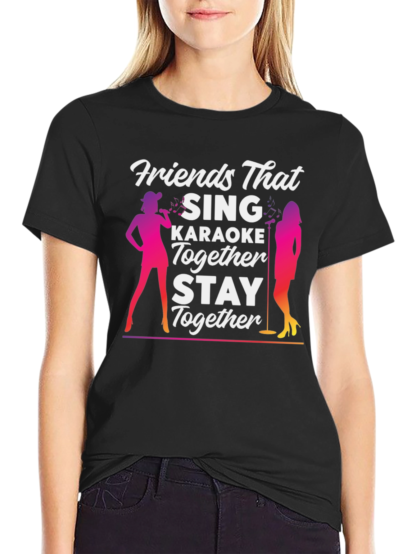 Camiseta Negra Amigos Que Cantan Karaoke