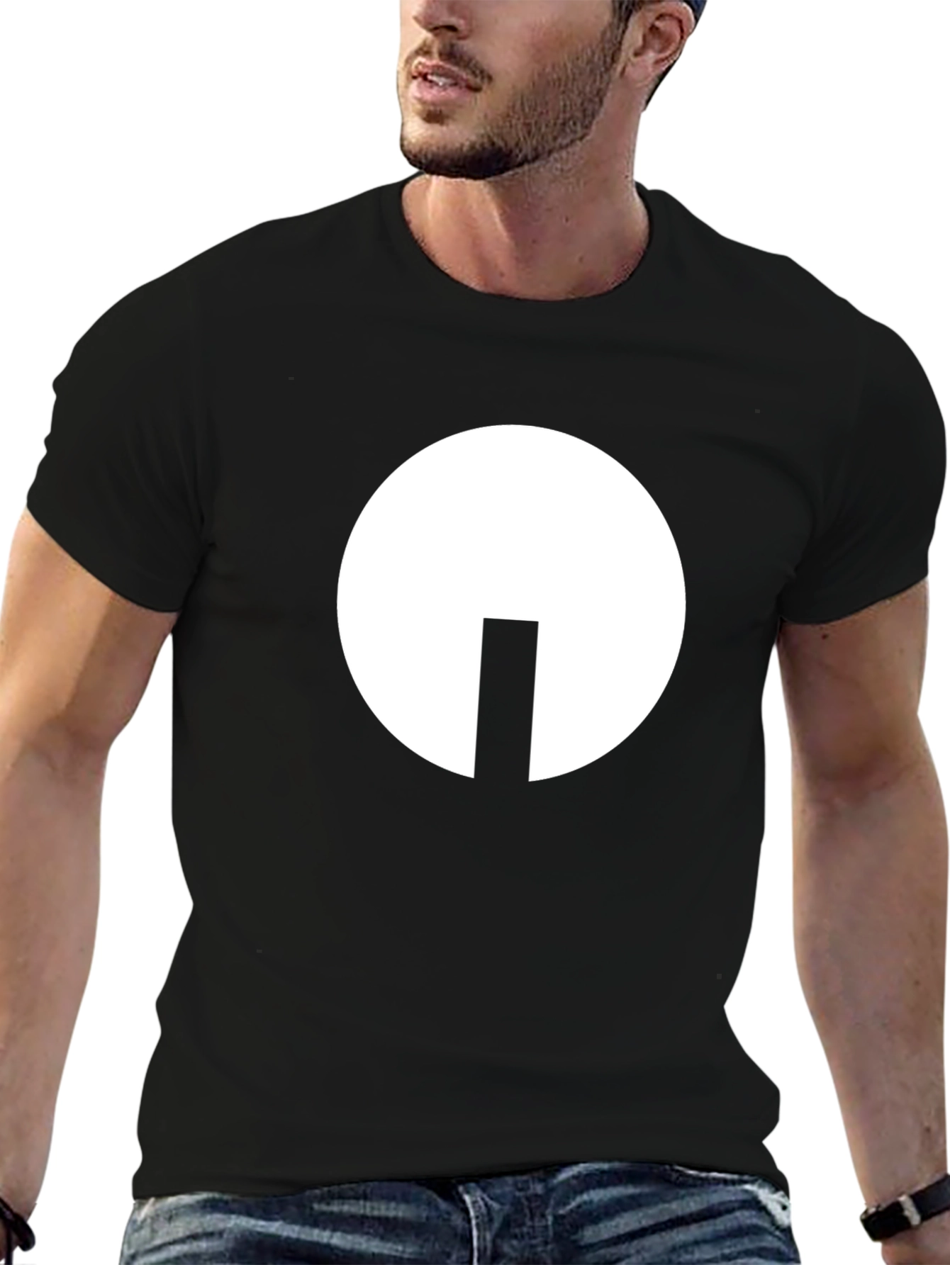 Camiseta Negra con Diseño Abstracto en Blanco