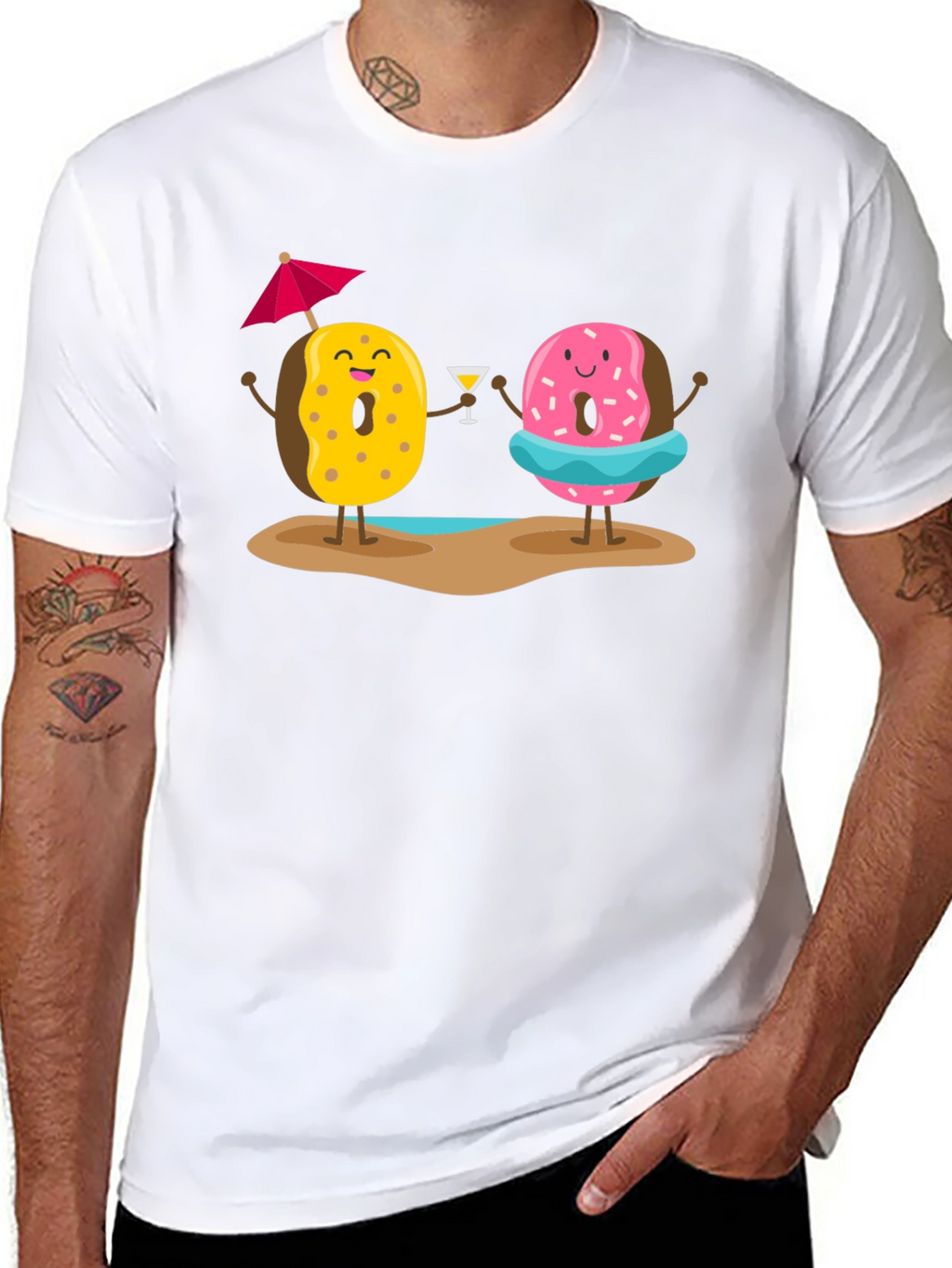 Camiseta Negra con Diseño de Donas Playeras