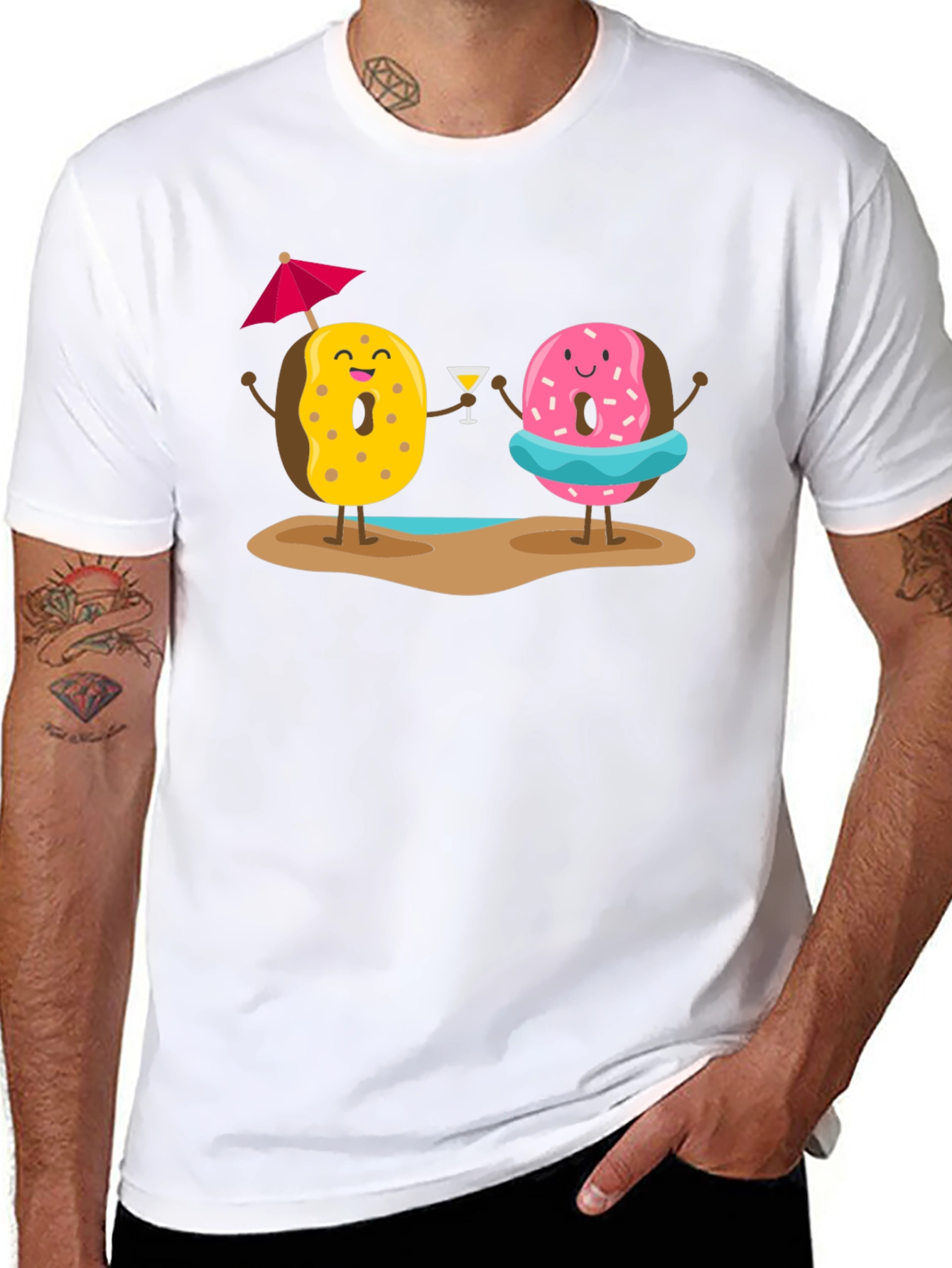 Camiseta Negra con Diseño de Donas Playeras
