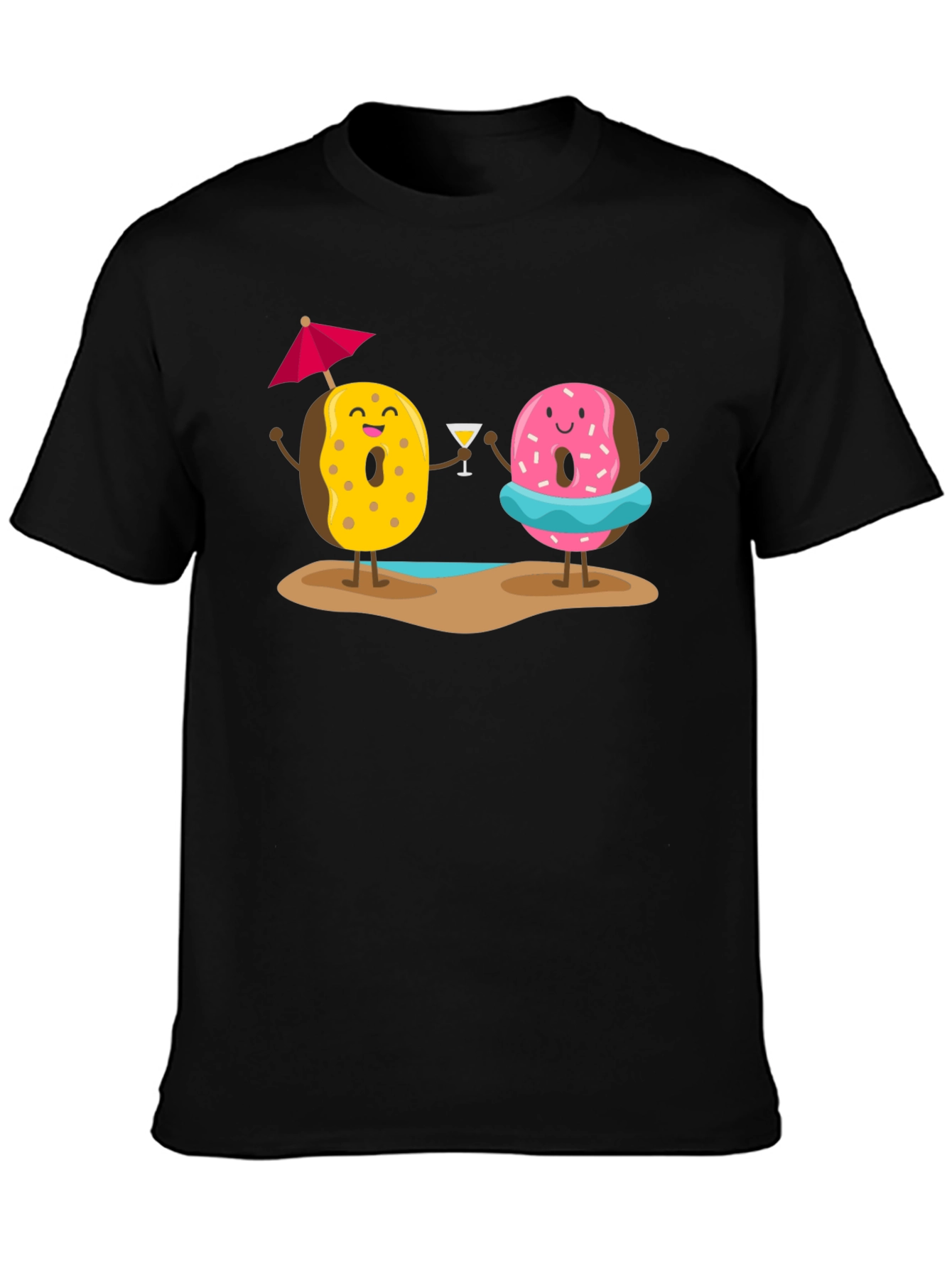 Camiseta Negra con Diseño de Donas Playeras