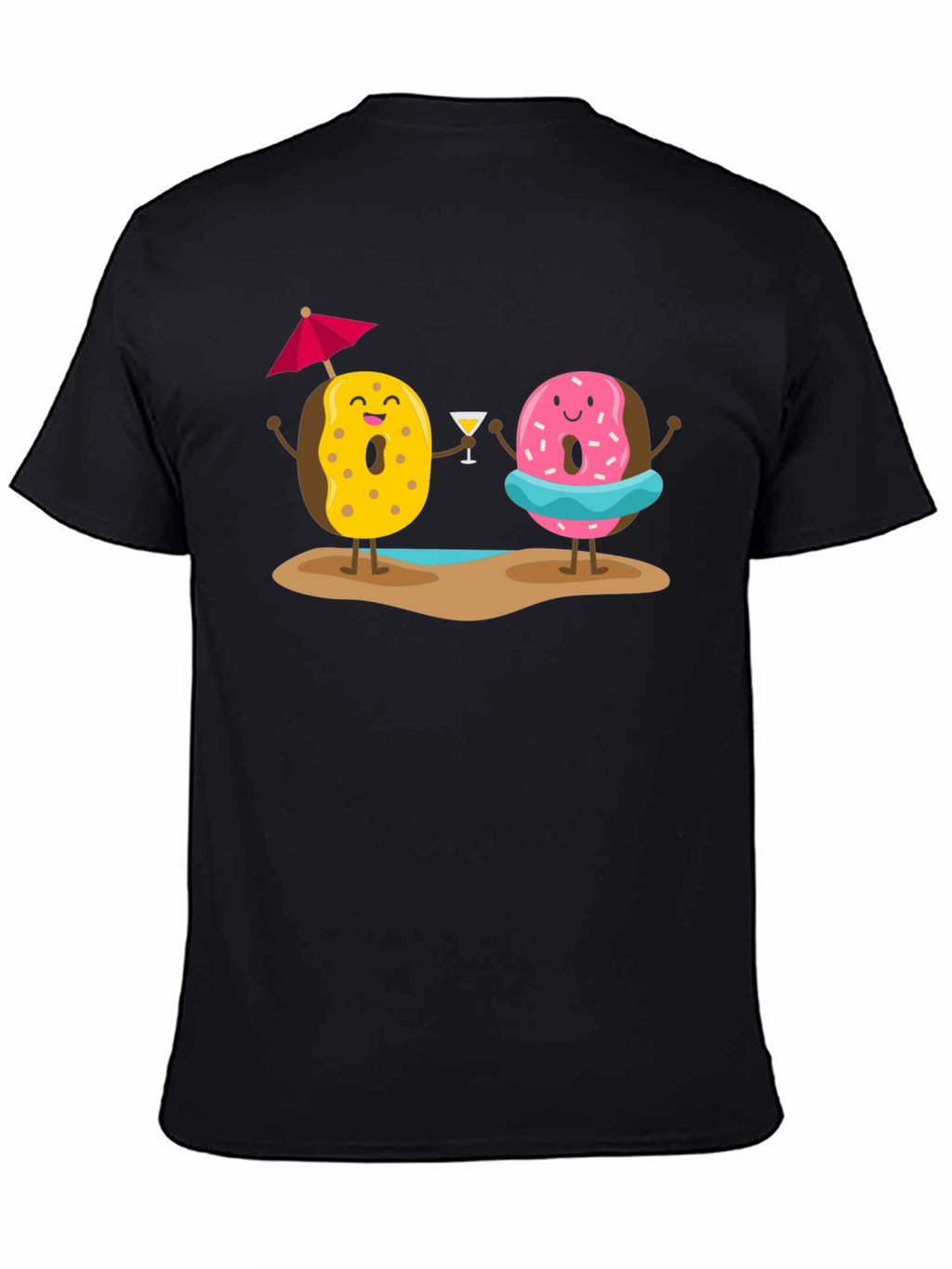 Camiseta Negra con Diseño de Donas Playeras