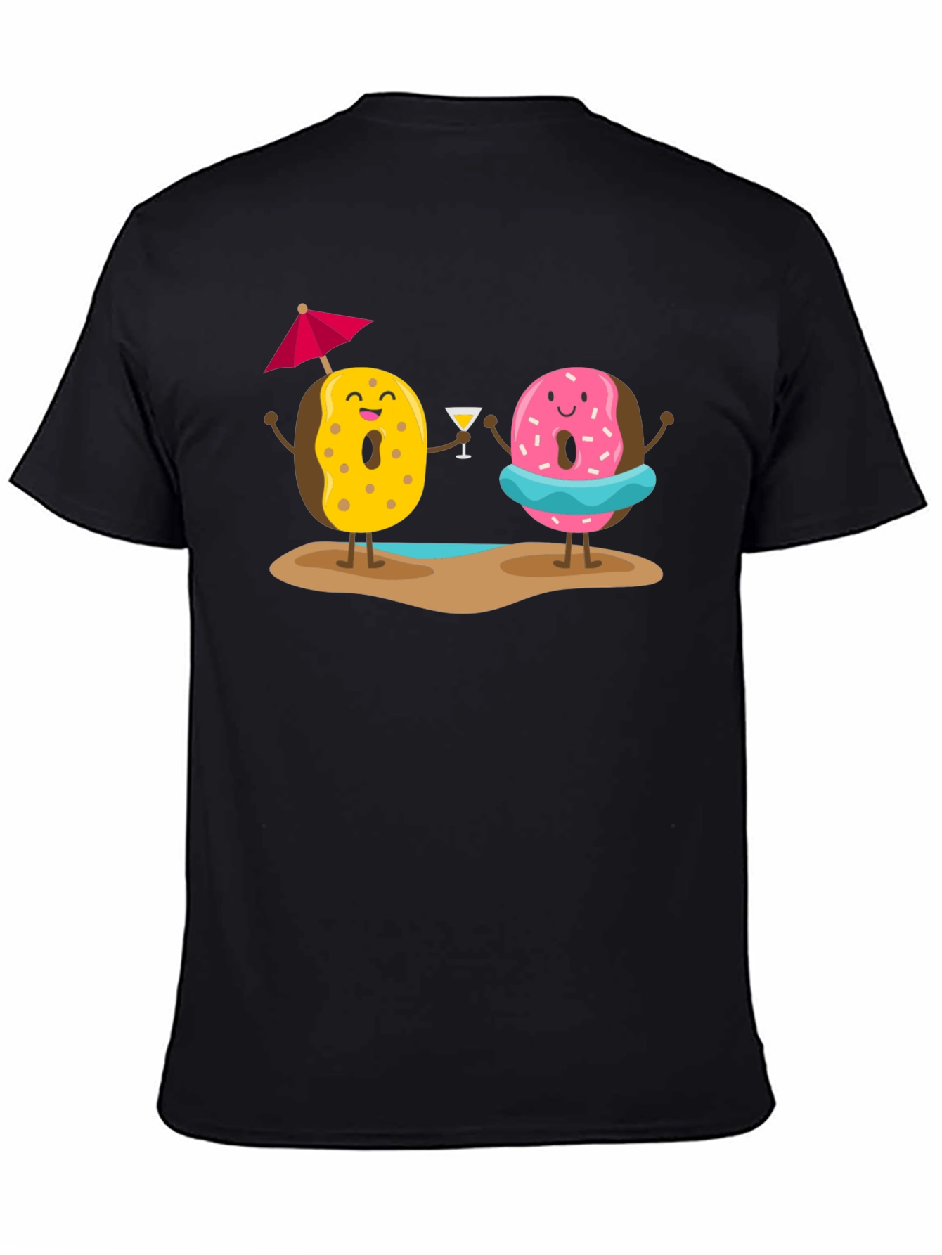 Camiseta Negra con Diseño de Donas Playeras