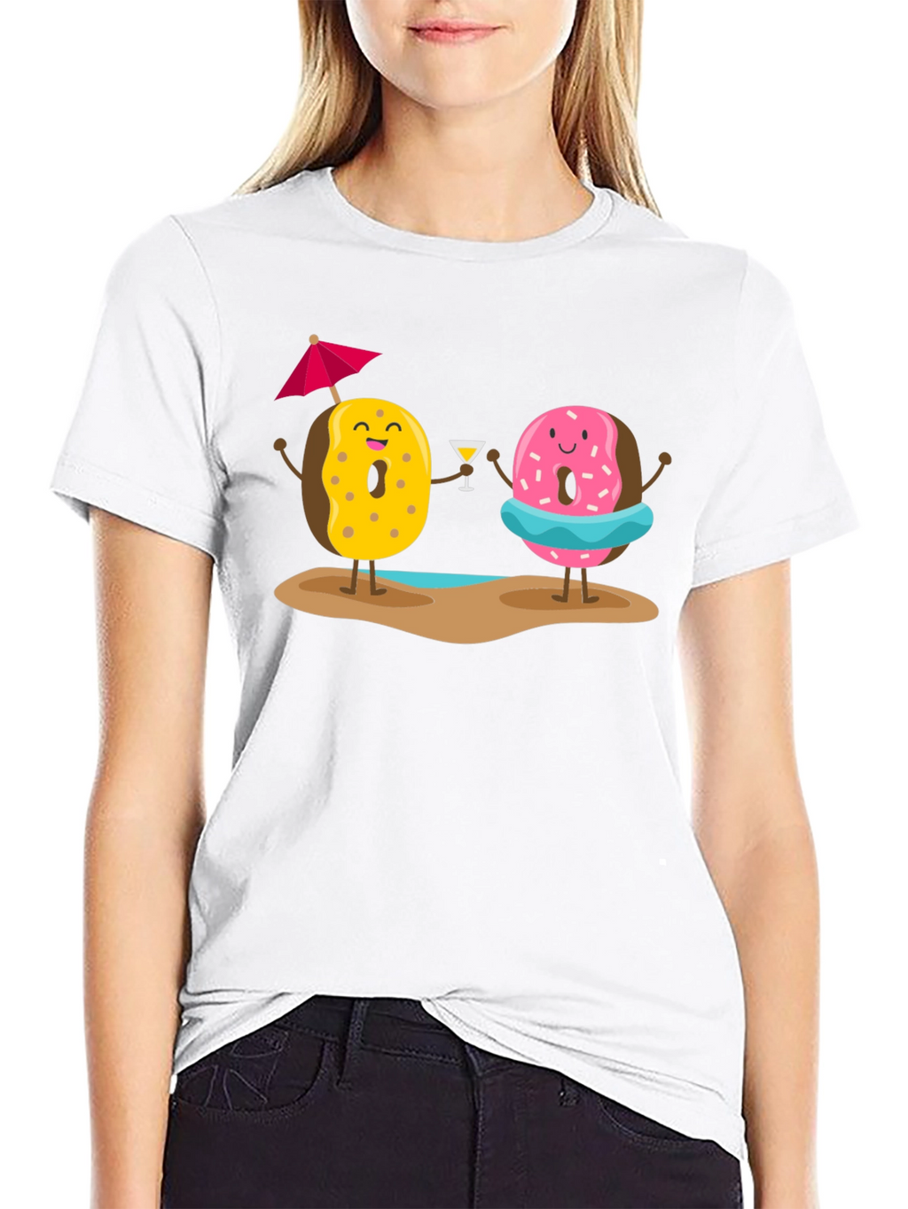 Camiseta Negra con Diseño de Donas Playeras