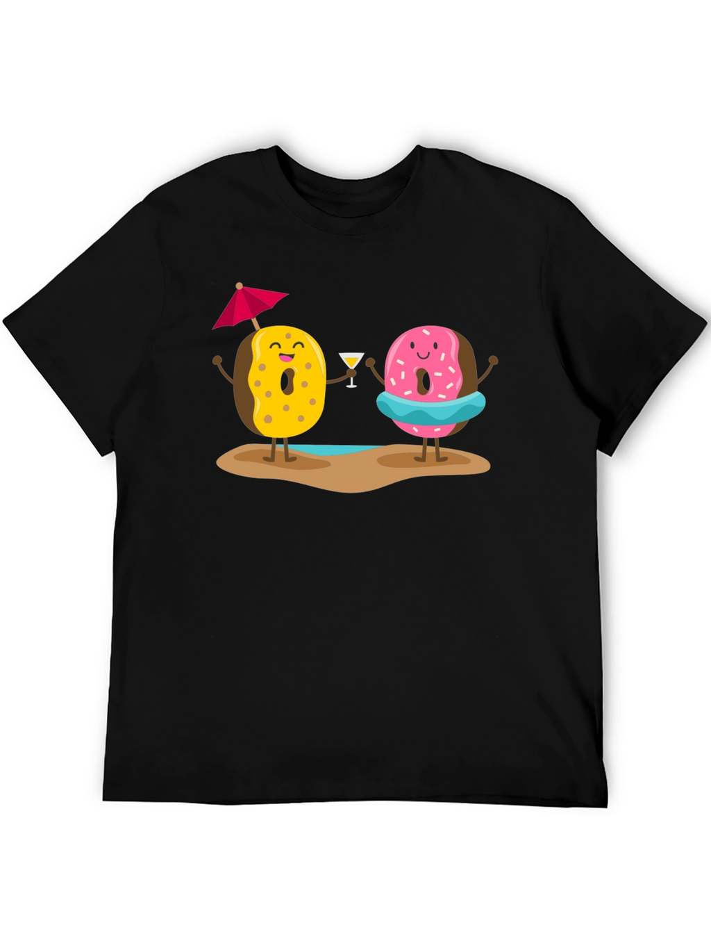 Camiseta Negra con Diseño de Donas Playeras