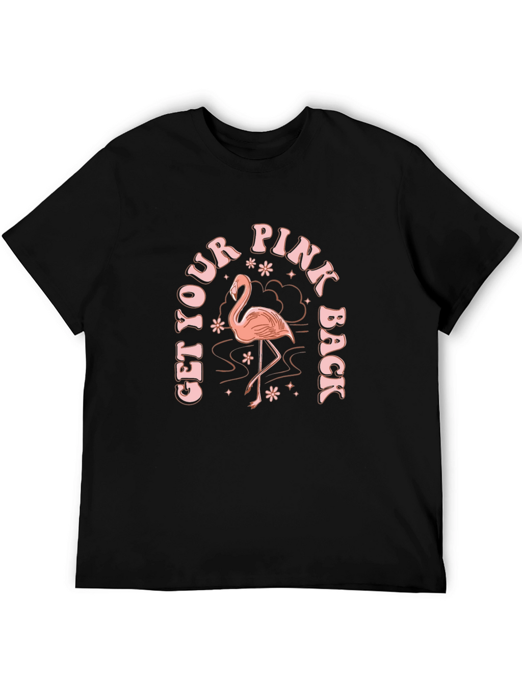 Camiseta Negra con Diseño de Flamenco Rosa