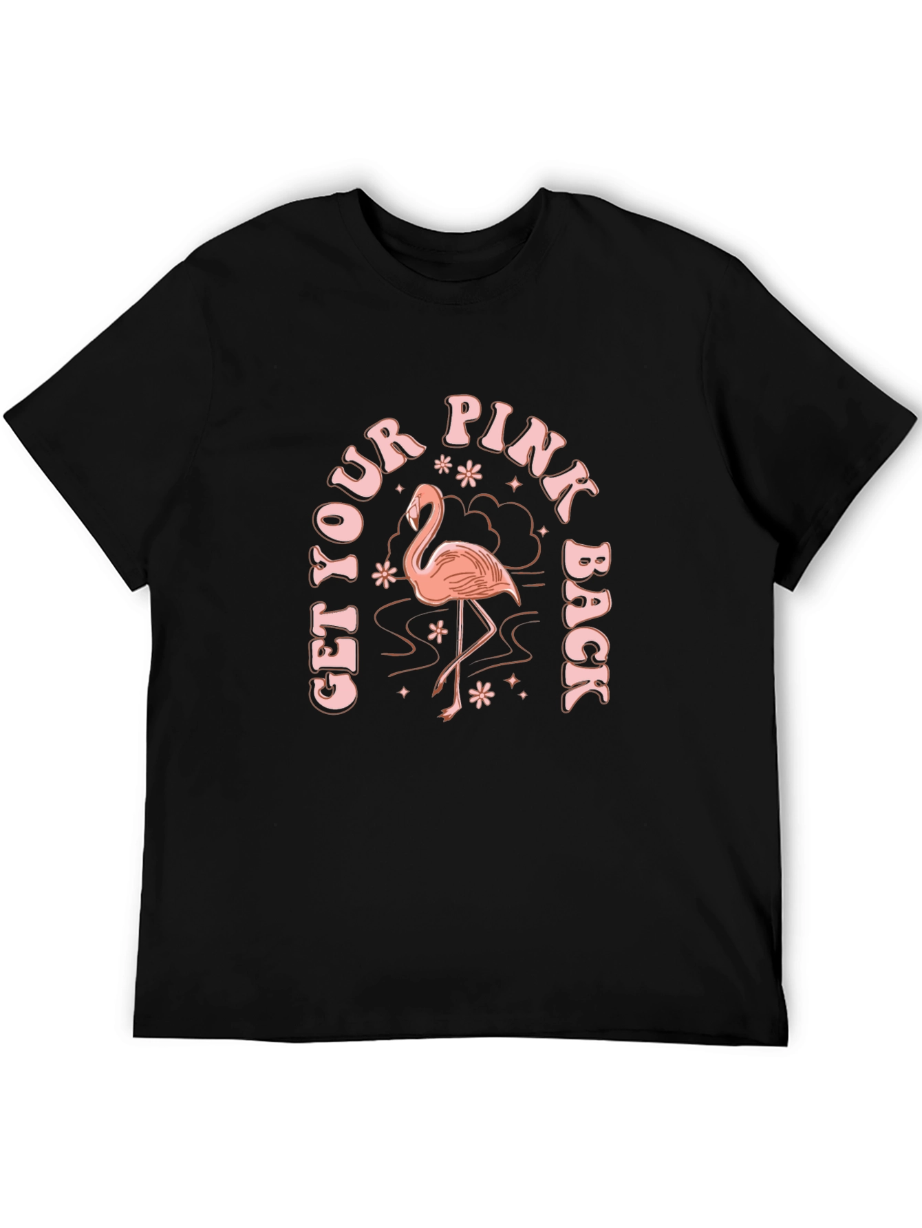 Camiseta Negra con Diseño de Flamenco Rosa
